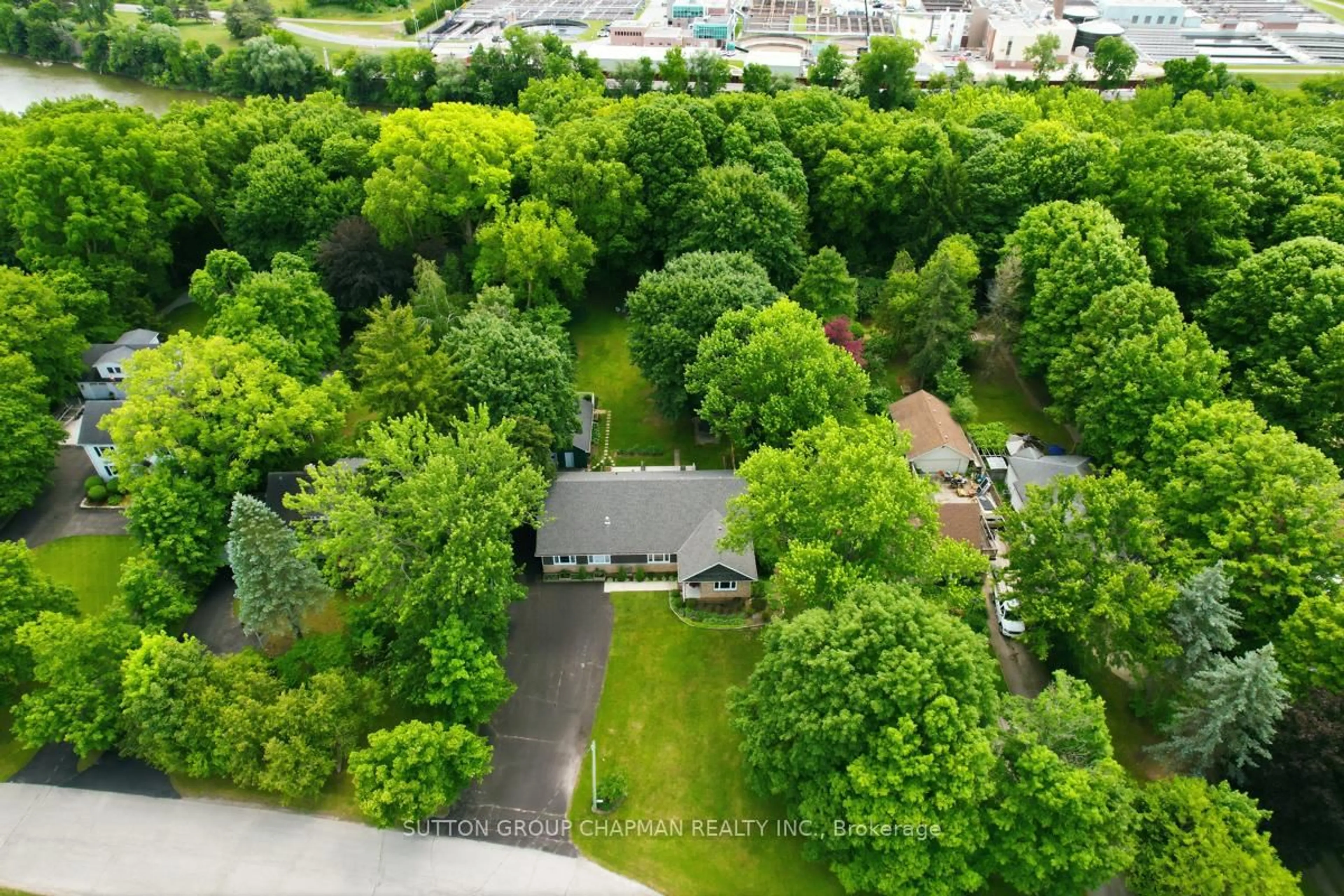 A pic from outside/outdoor area/front of a property/back of a property/a pic from drone, forest/trees view for 408 Old Riverside Dr, London North Ontario N6H 4T3