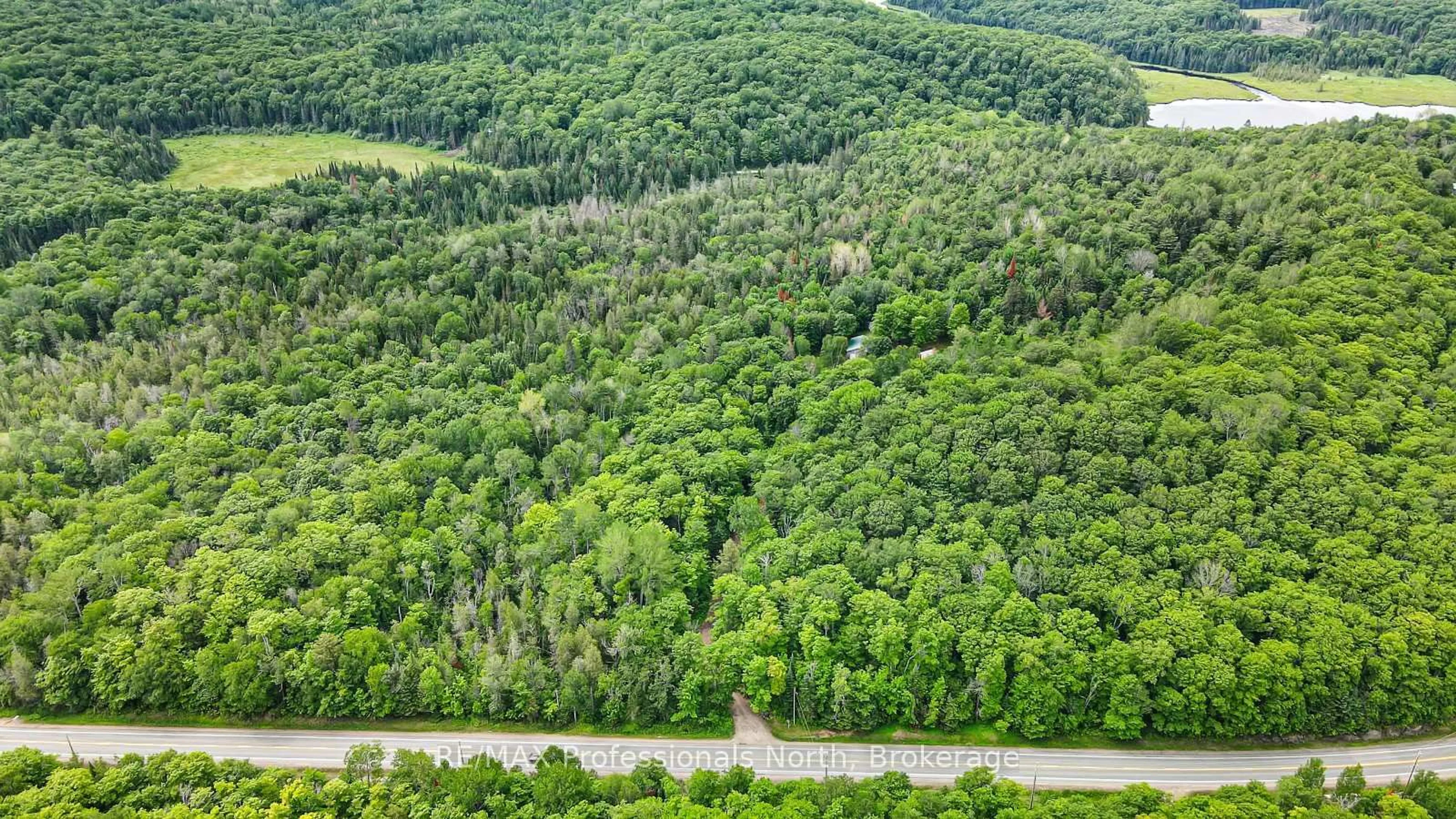 A pic from outside/outdoor area/front of a property/back of a property/a pic from drone, forest/trees view for 17254 Highway 118, Highlands East Ontario K0L 2Y0