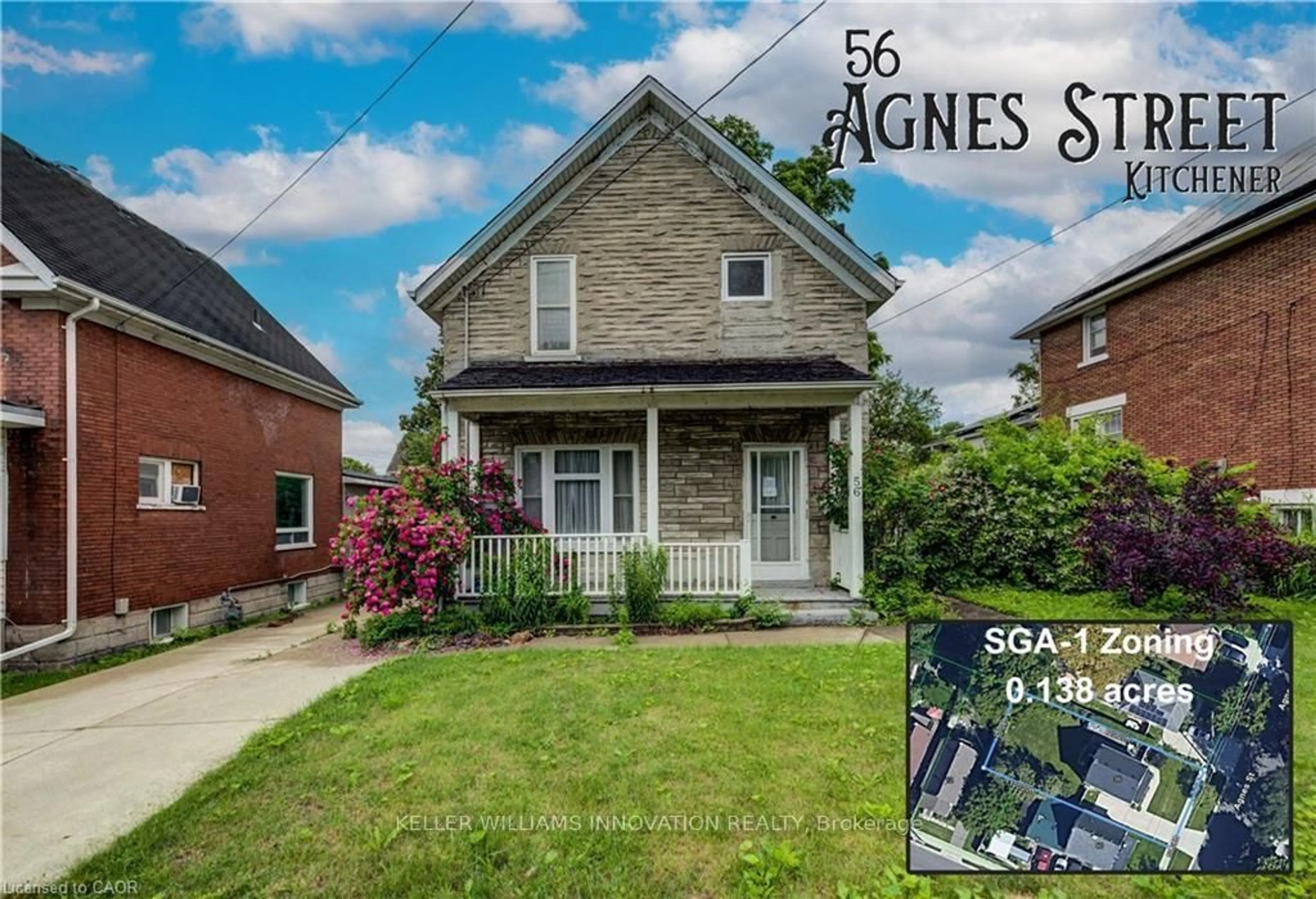 A pic from outside/outdoor area/front of a property/back of a property/a pic from drone, street for 56 Agnes St, Kitchener Ontario N2G 2E8