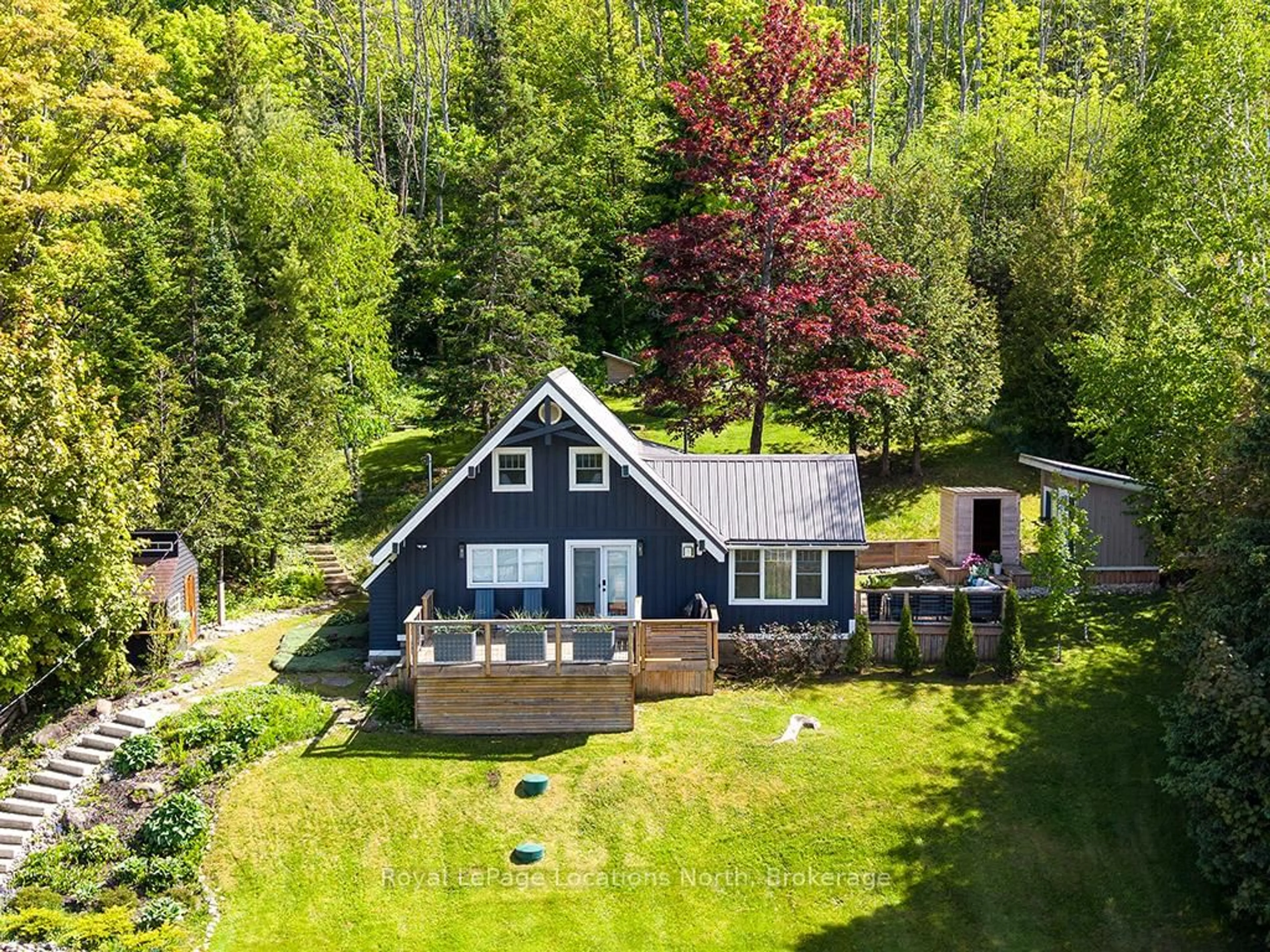 A pic from outside/outdoor area/front of a property/back of a property/a pic from drone, water/lake/river/ocean view for 104 Old 26 Highway, Meaford Ontario N4L 1W7
