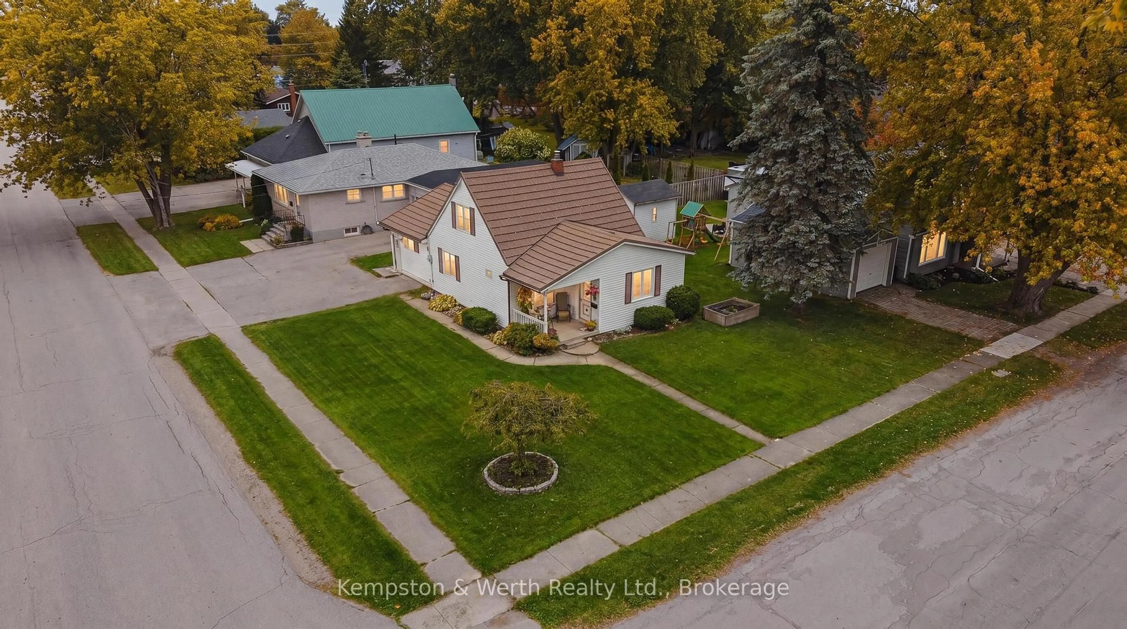A pic from outside/outdoor area/front of a property/back of a property/a pic from drone, street for 605 Inkerman St, North Perth Ontario N4W 2N9