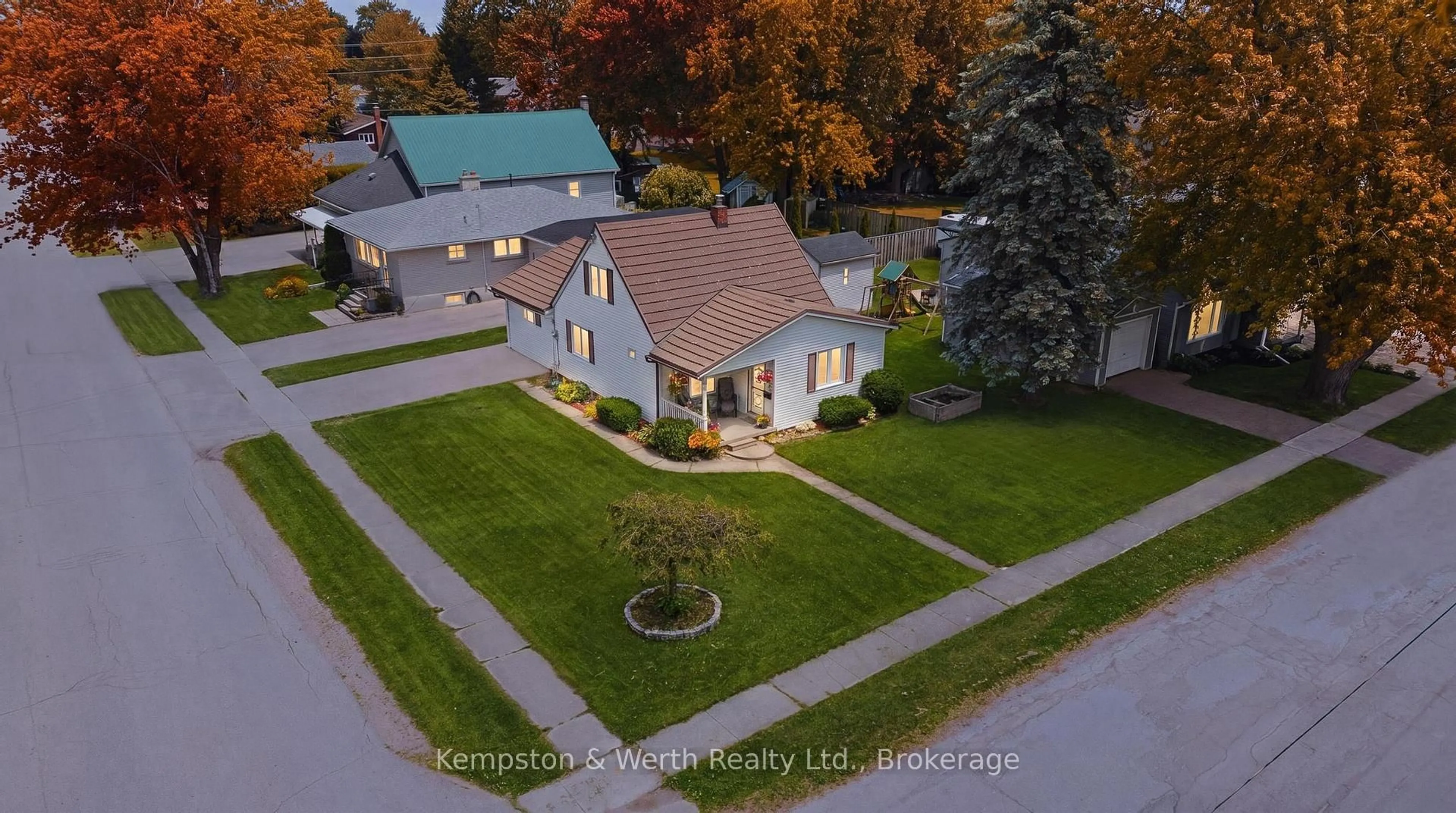 A pic from outside/outdoor area/front of a property/back of a property/a pic from drone, street for 605 Inkerman St, North Perth Ontario N4W 2N9