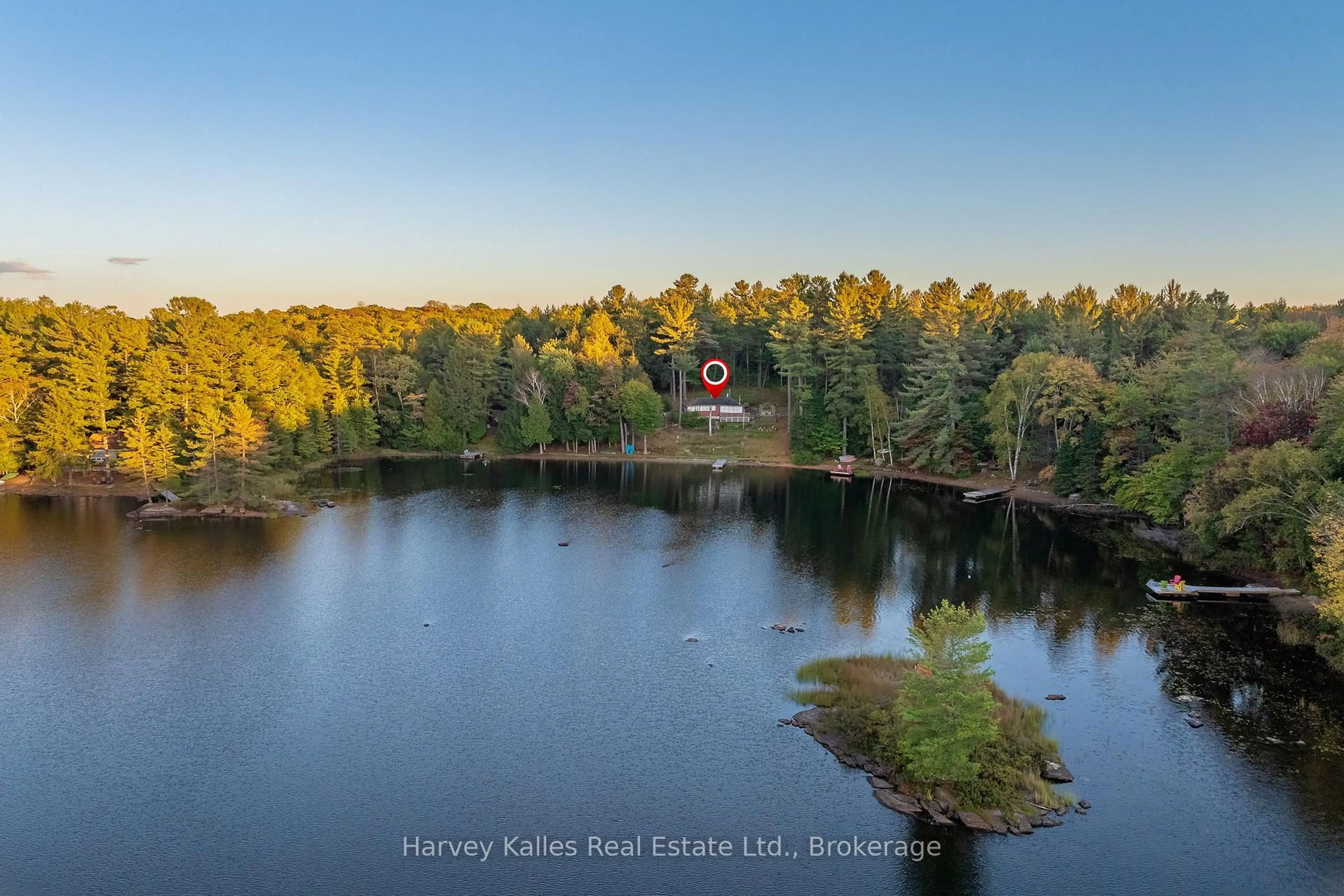A pic from outside/outdoor area/front of a property/back of a property/a pic from drone, water/lake/river/ocean view for 1028 South Tooke Lake Rd #2, Lake of Bays Ontario P0B 1A0