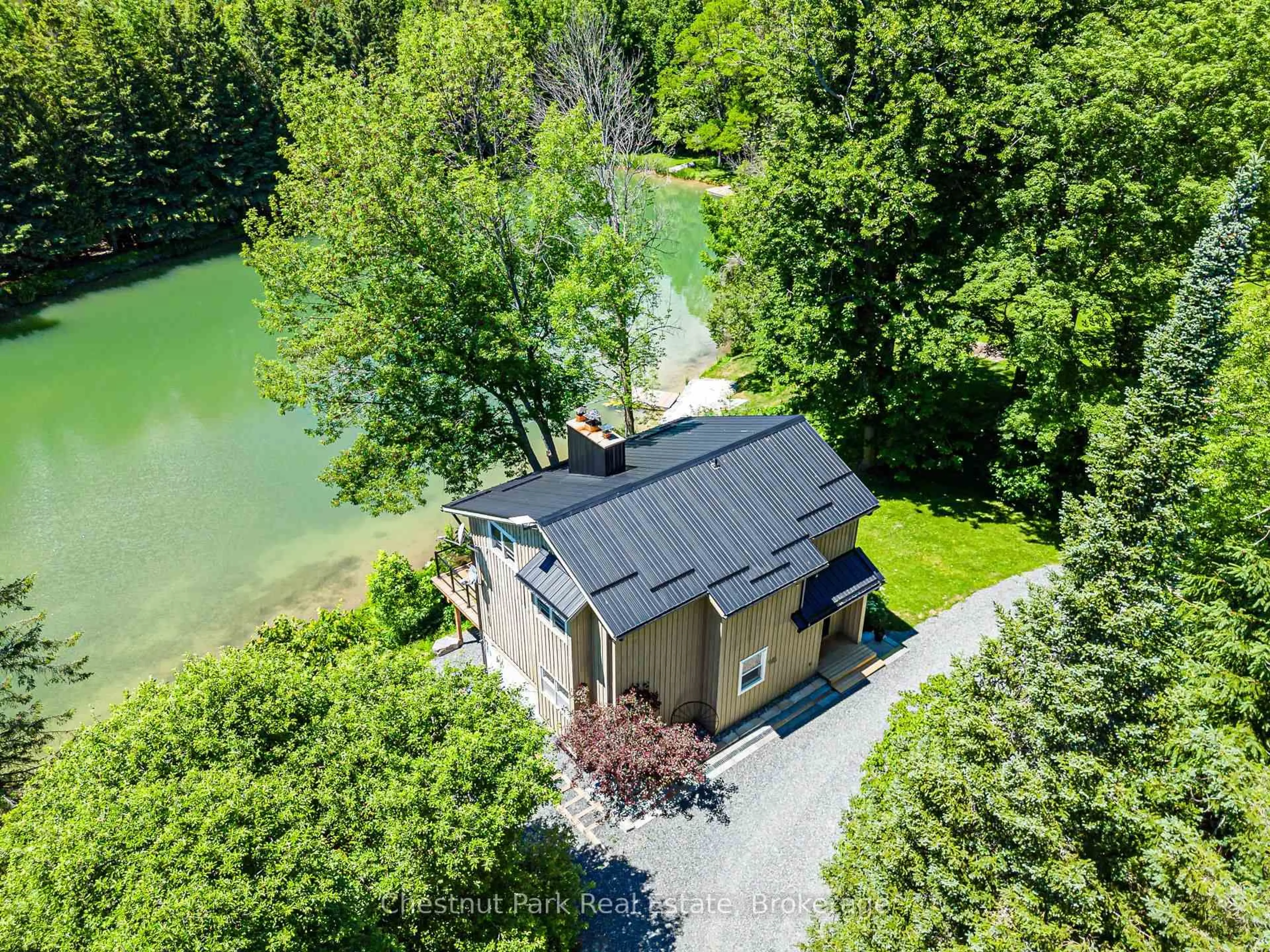 A pic from outside/outdoor area/front of a property/back of a property/a pic from drone, water/lake/river/ocean view for 174386 Lower Valley Rd, Grey Highlands Ontario N0C 1H0