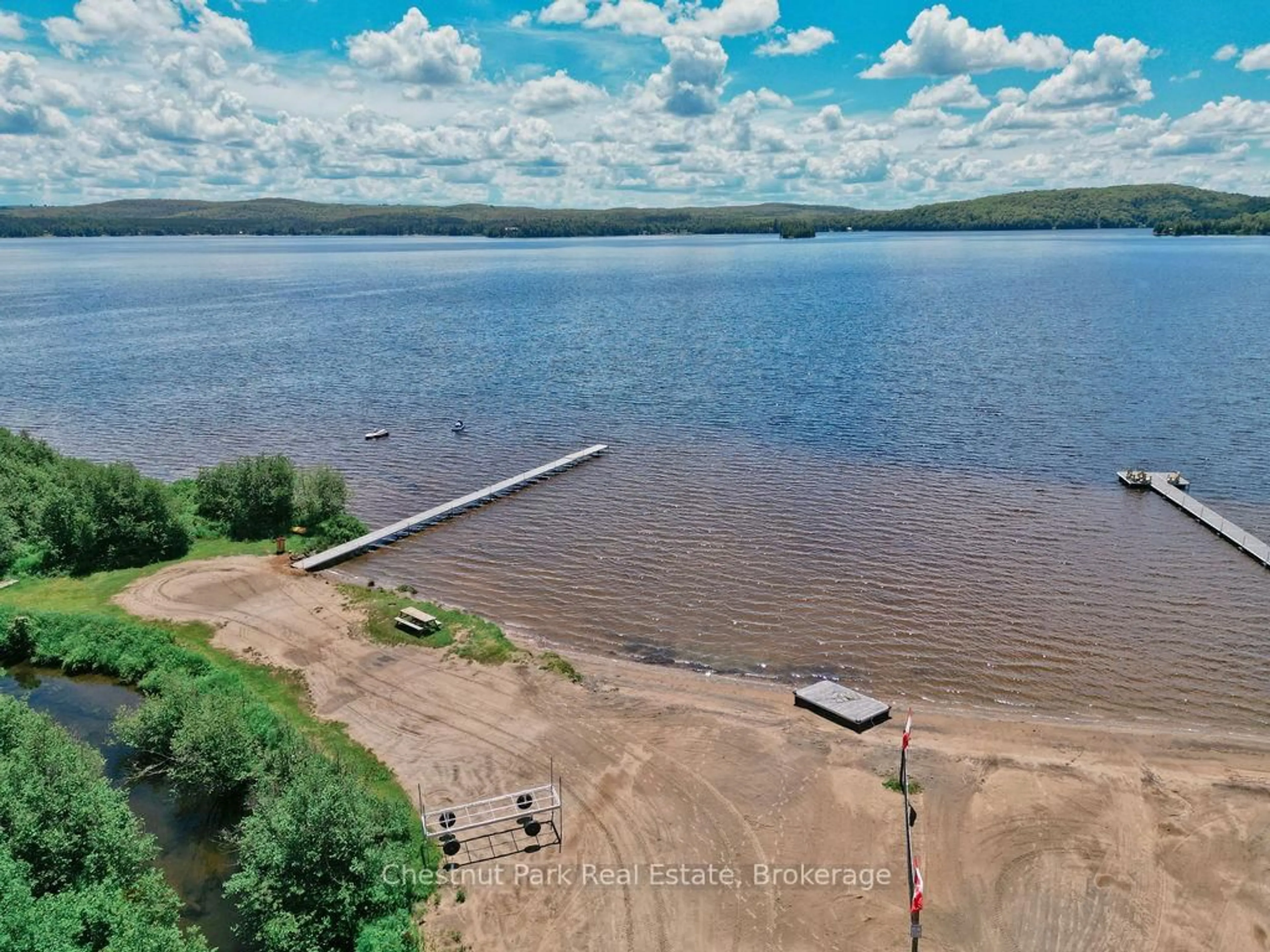 A pic from outside/outdoor area/front of a property/back of a property/a pic from drone, water/lake/river/ocean view for 98 North Shore Rd #Unit 1, Kearney Ontario P0A 1M0