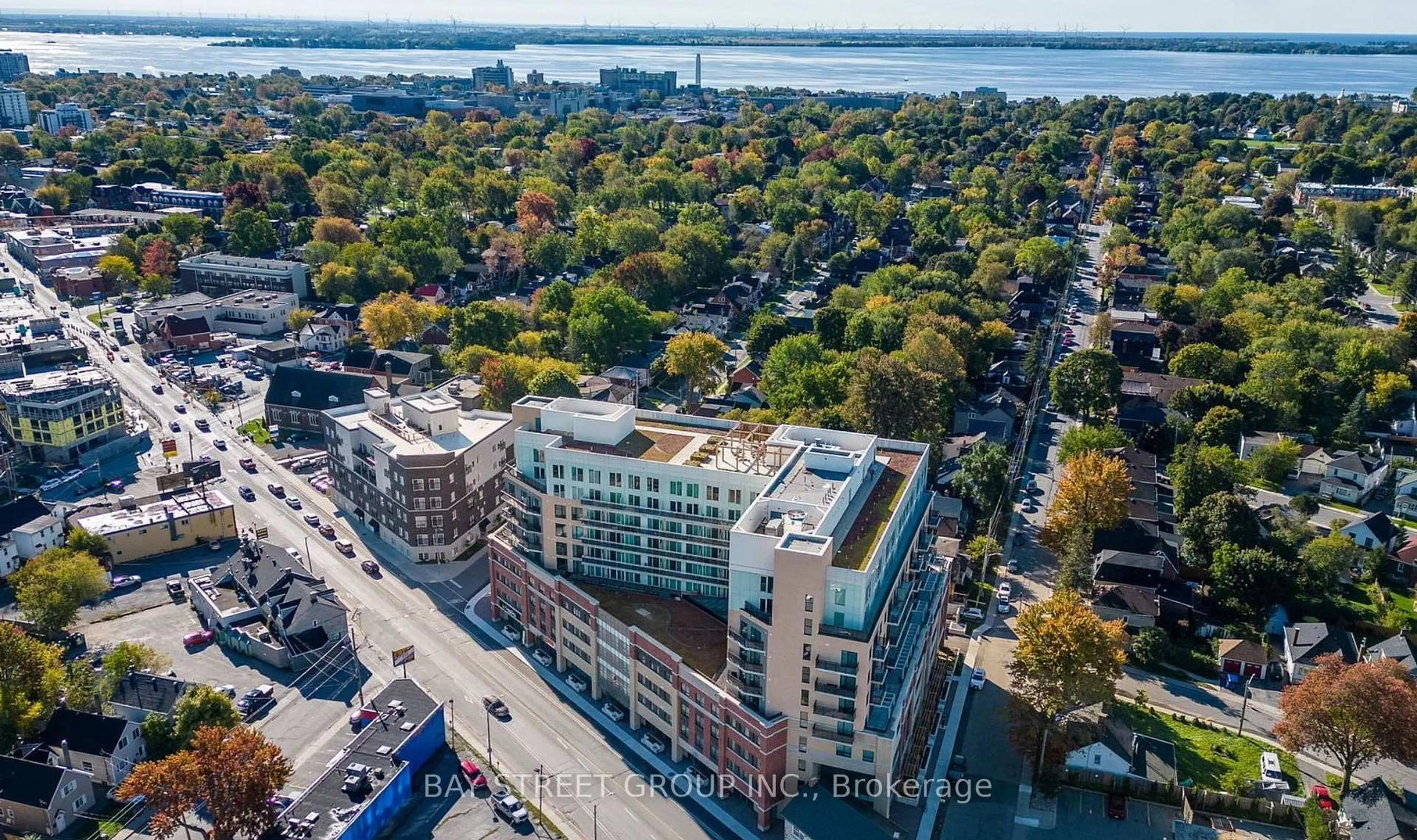A pic from outside/outdoor area/front of a property/back of a property/a pic from drone, city buildings view from balcony for 652 Princess St #813, Kingston Ontario K7L 1E5