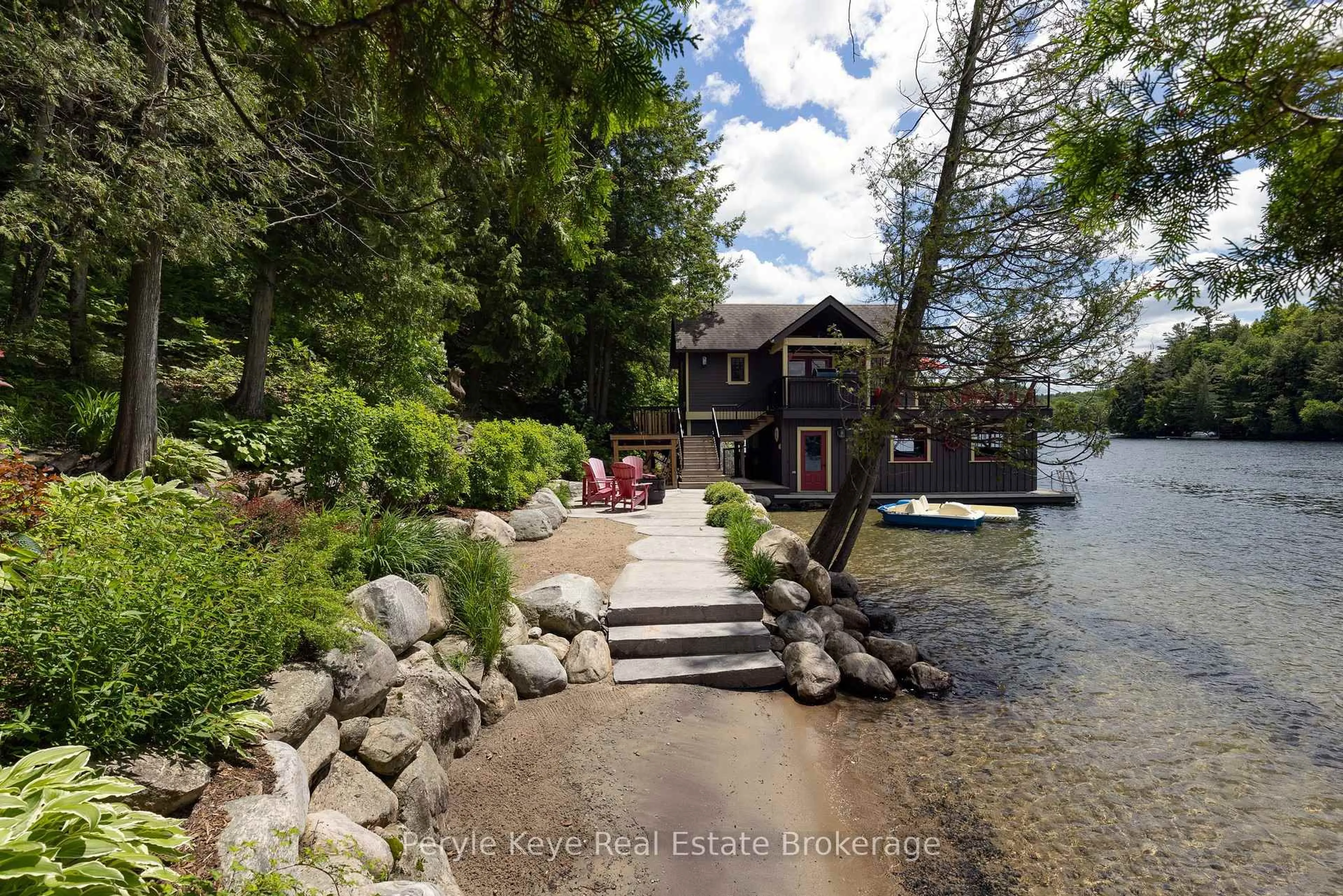 A pic from outside/outdoor area/front of a property/back of a property/a pic from drone, water/lake/river/ocean view for 41 Beaumont Bay Rd, Muskoka Lakes Ontario P0B 1M0