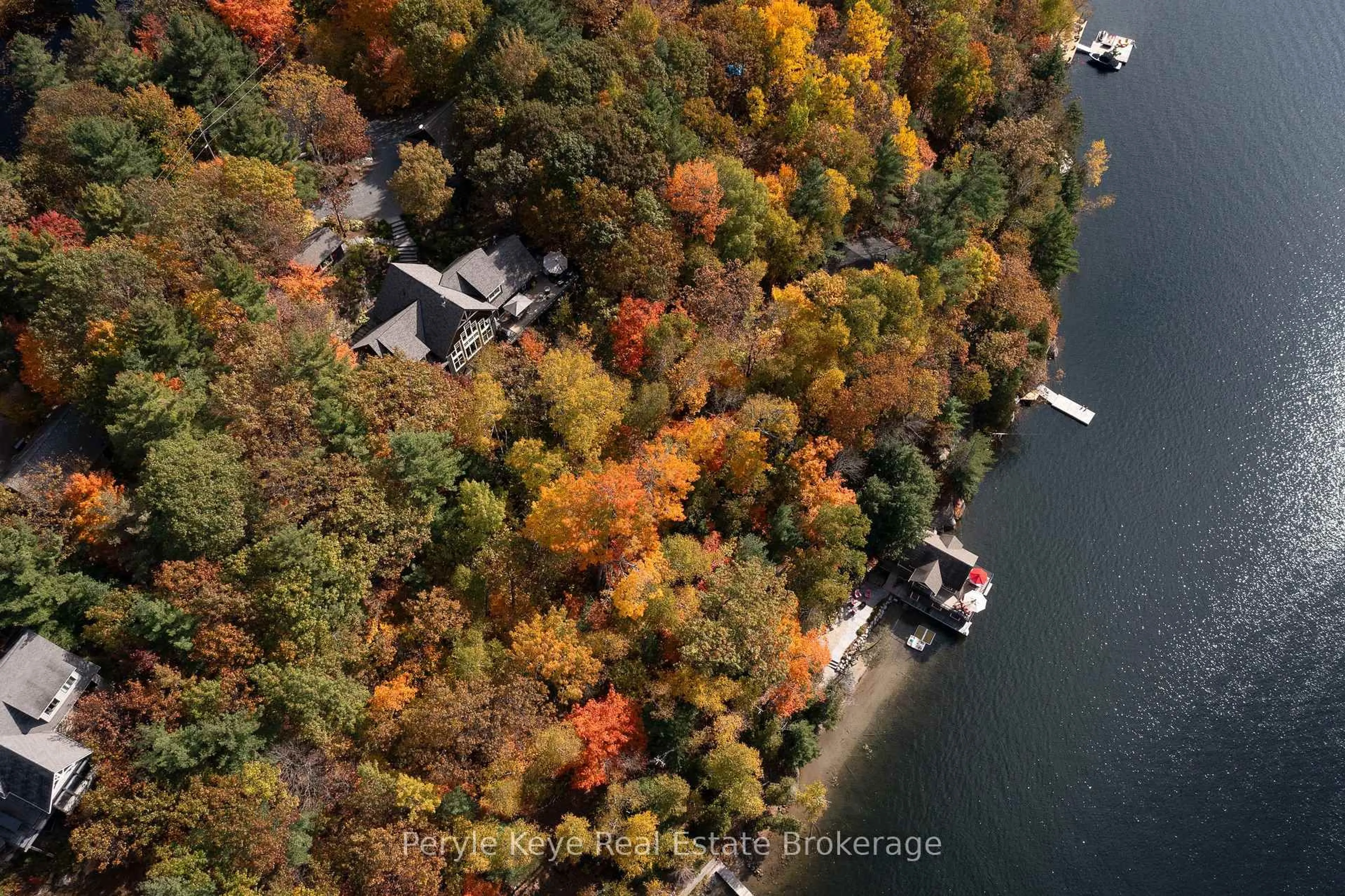 A pic from outside/outdoor area/front of a property/back of a property/a pic from drone, water/lake/river/ocean view for 41 Beaumont Bay Rd, Muskoka Lakes Ontario P0B 1M0