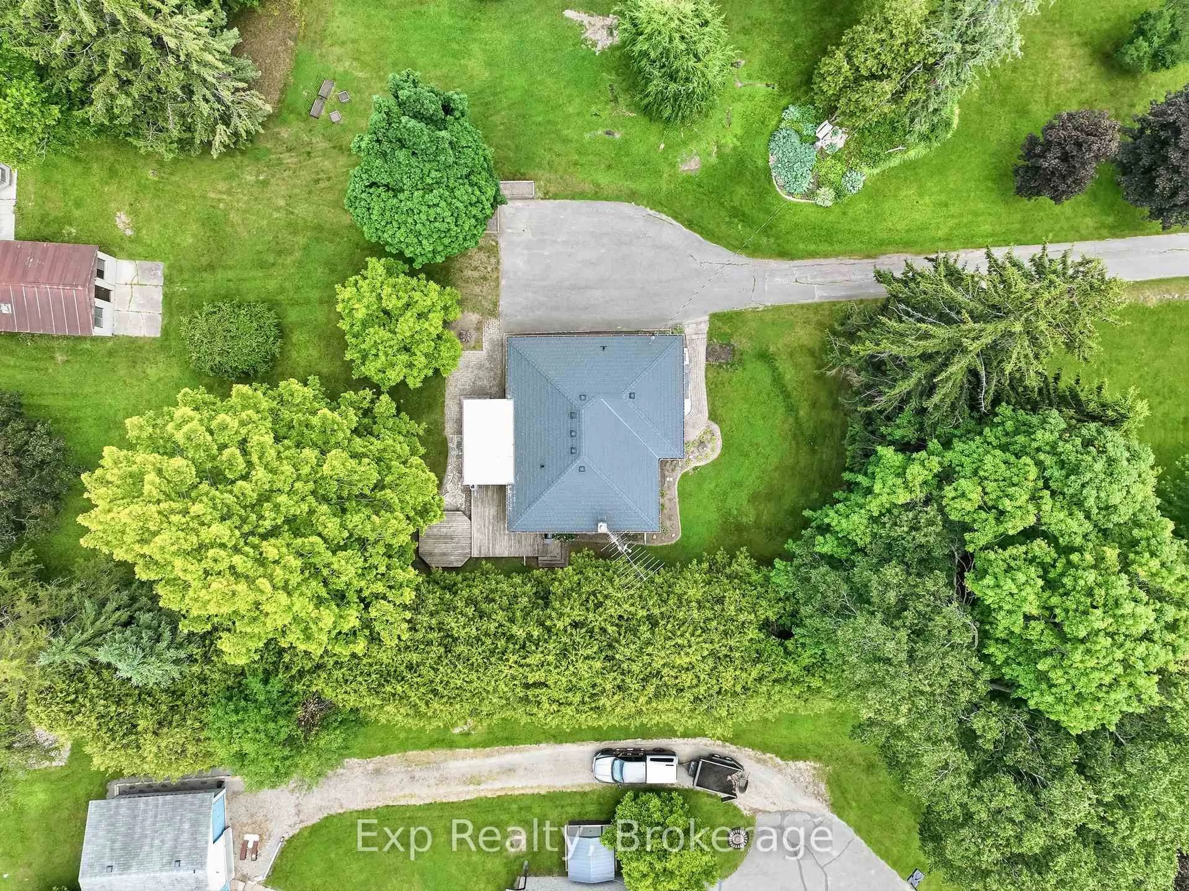 A pic from outside/outdoor area/front of a property/back of a property/a pic from drone, forest/trees view for 9798 County Rd 2, Hamilton Township Ontario K9A 4J8