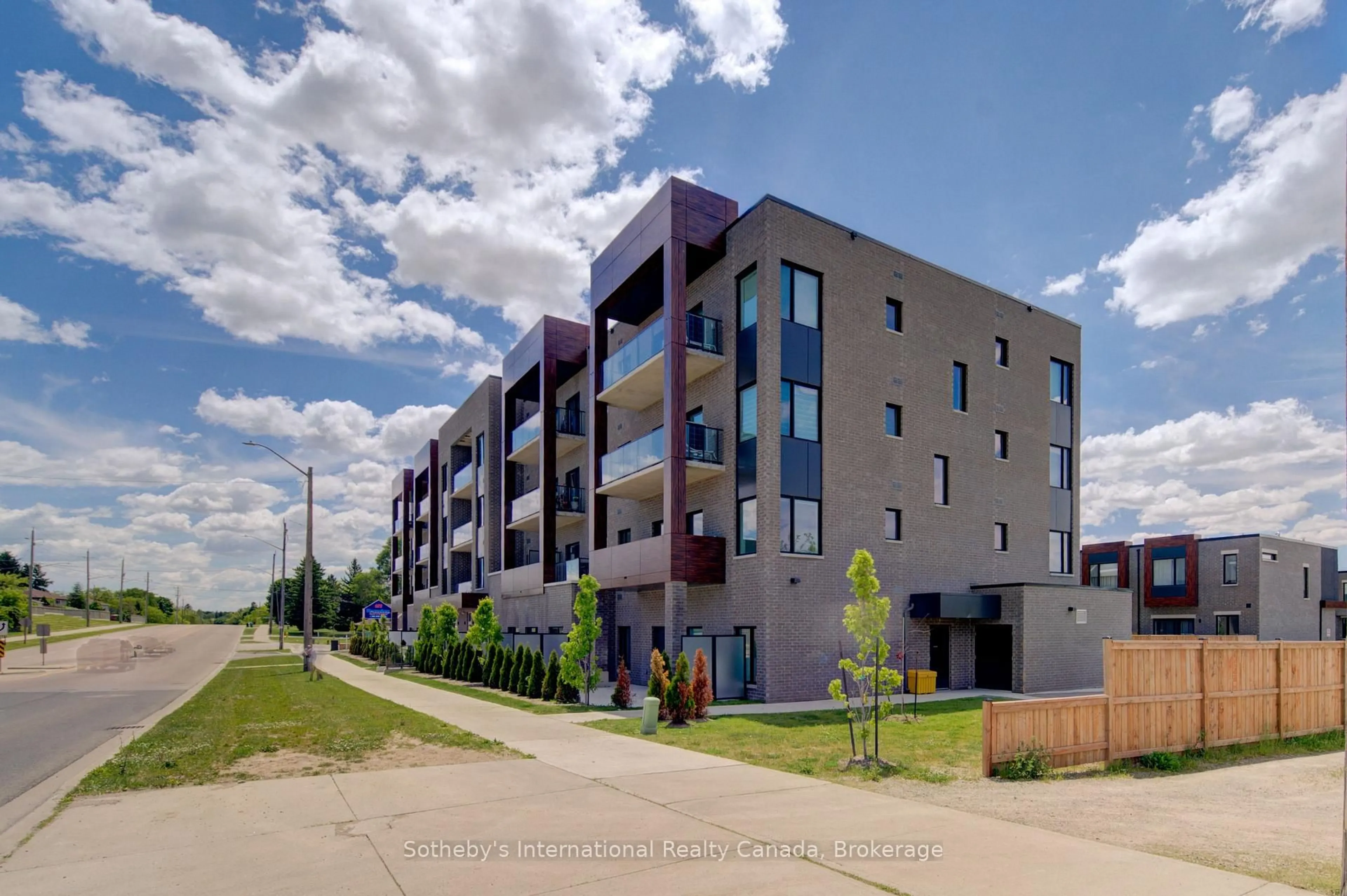 A pic from outside/outdoor area/front of a property/back of a property/a pic from drone, street for 408 Dundas St #402, Cambridge Ontario N1R 8H7