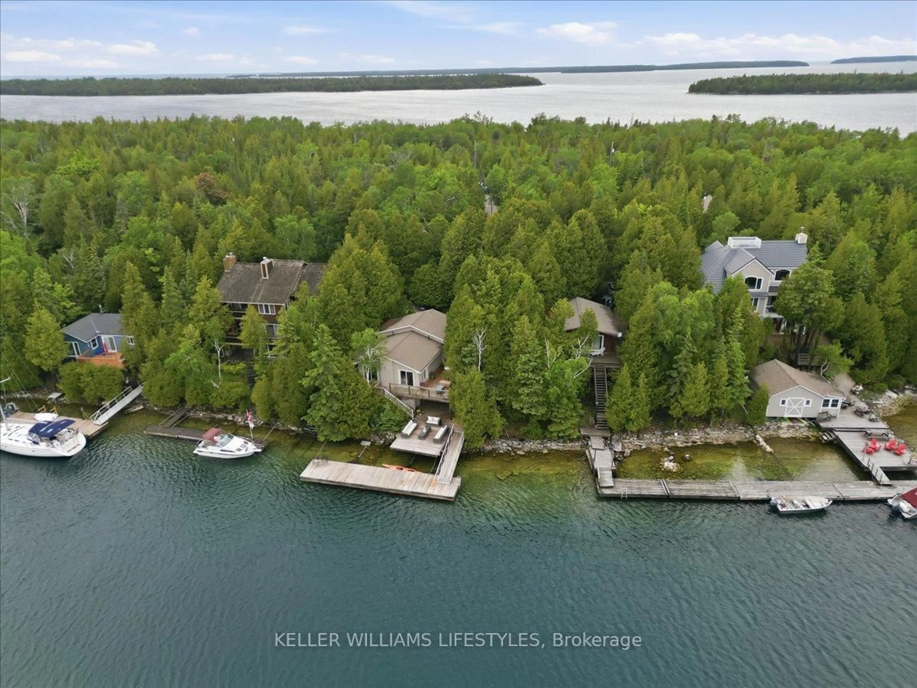 A pic from outside/outdoor area/front of a property/back of a property/a pic from drone, water/lake/river/ocean view for 204 Big Tub Rd, Northern Bruce Peninsula Ontario N0H 2R0