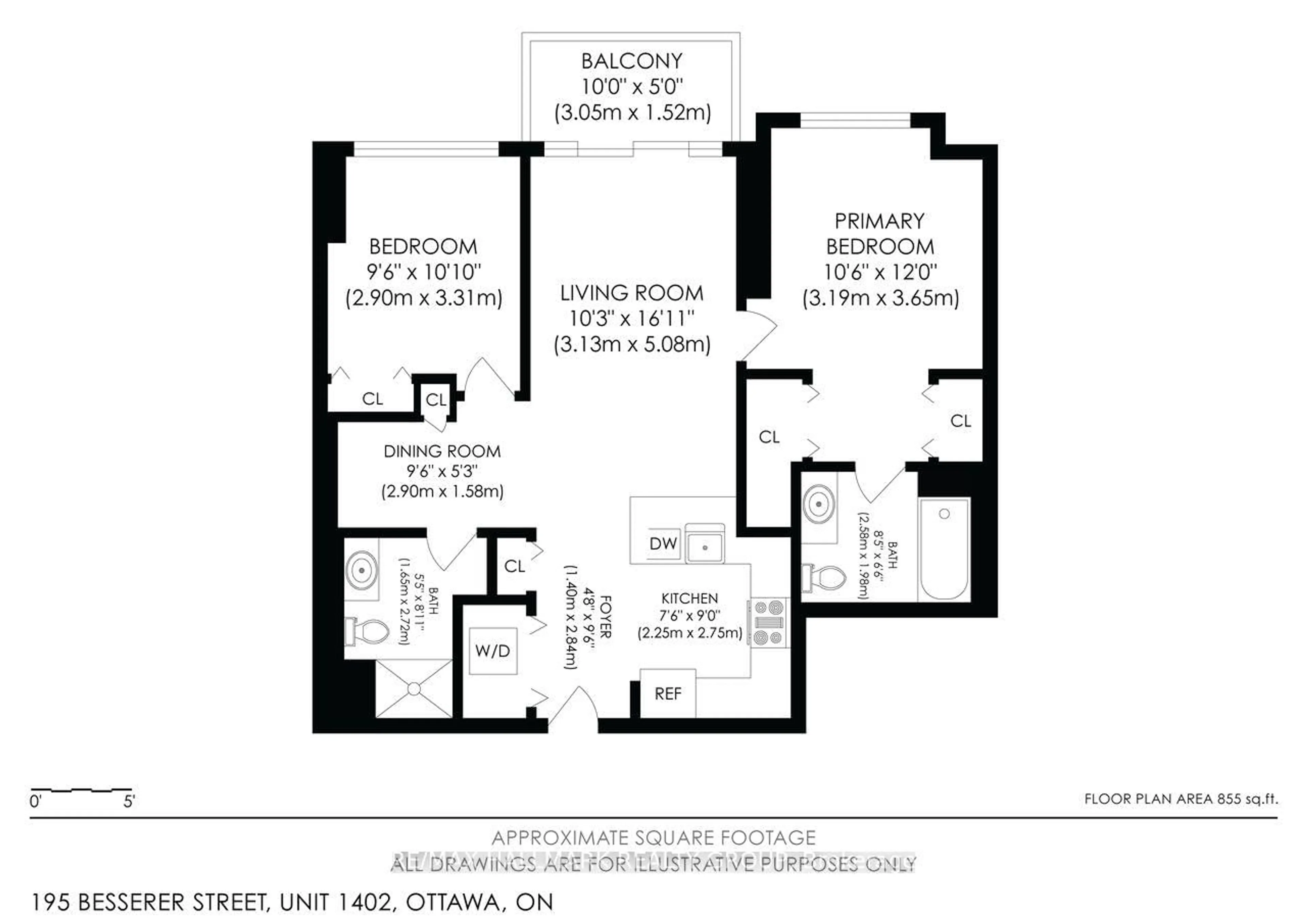 Floor plan for 195 Besserer St #1402, Ottawa Ontario K1N 0B6