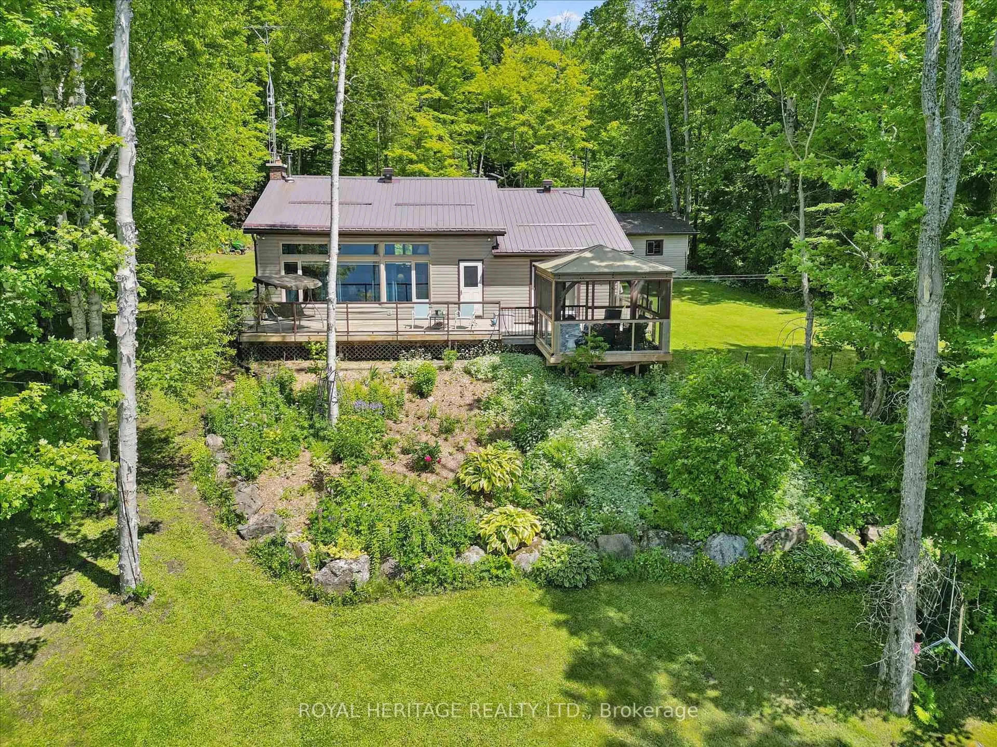 A pic from outside/outdoor area/front of a property/back of a property/a pic from drone, water/lake/river/ocean view for 614 Sieber Rd, Ryerson Ontario P0A 1C0