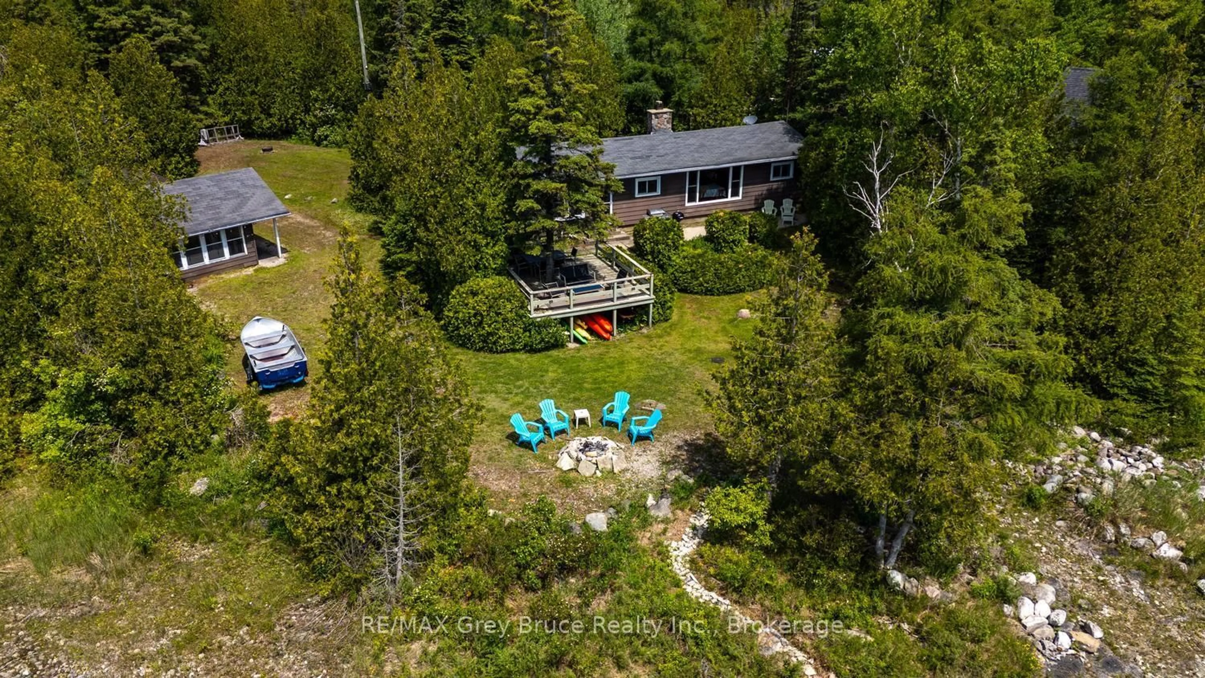 A pic from outside/outdoor area/front of a property/back of a property/a pic from drone, water/lake/river/ocean view for 594 Warner Bay Rd, Northern Bruce Peninsula Ontario N0H 2R0