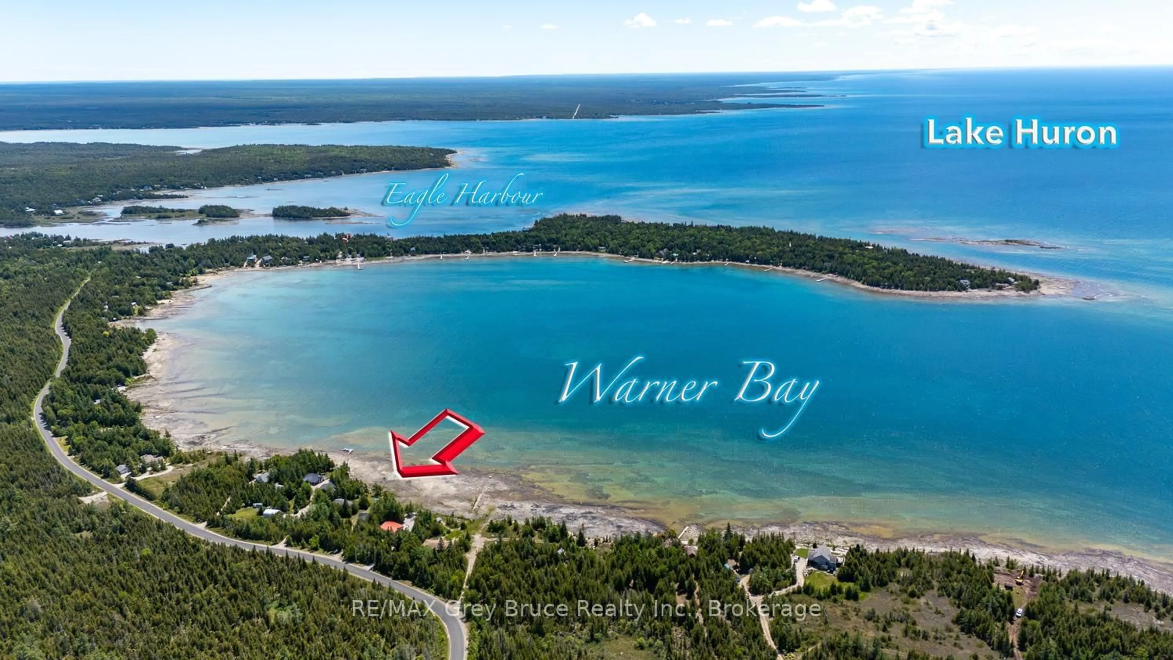 A pic from outside/outdoor area/front of a property/back of a property/a pic from drone, water/lake/river/ocean view for 594 Warner Bay Rd, Northern Bruce Peninsula Ontario N0H 2R0