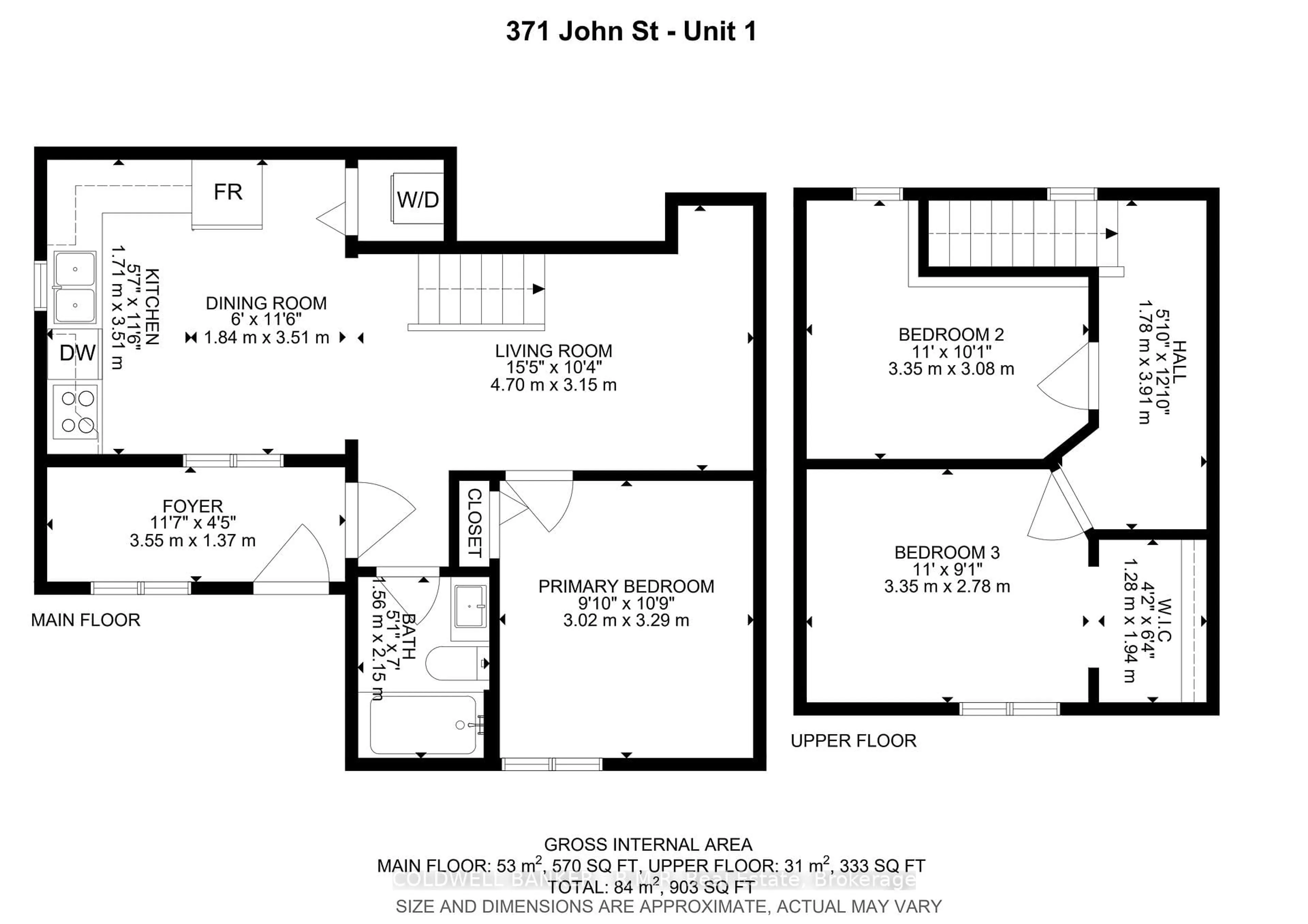 Floor plan for 371 John St, Cobourg Ontario K9A 3T4