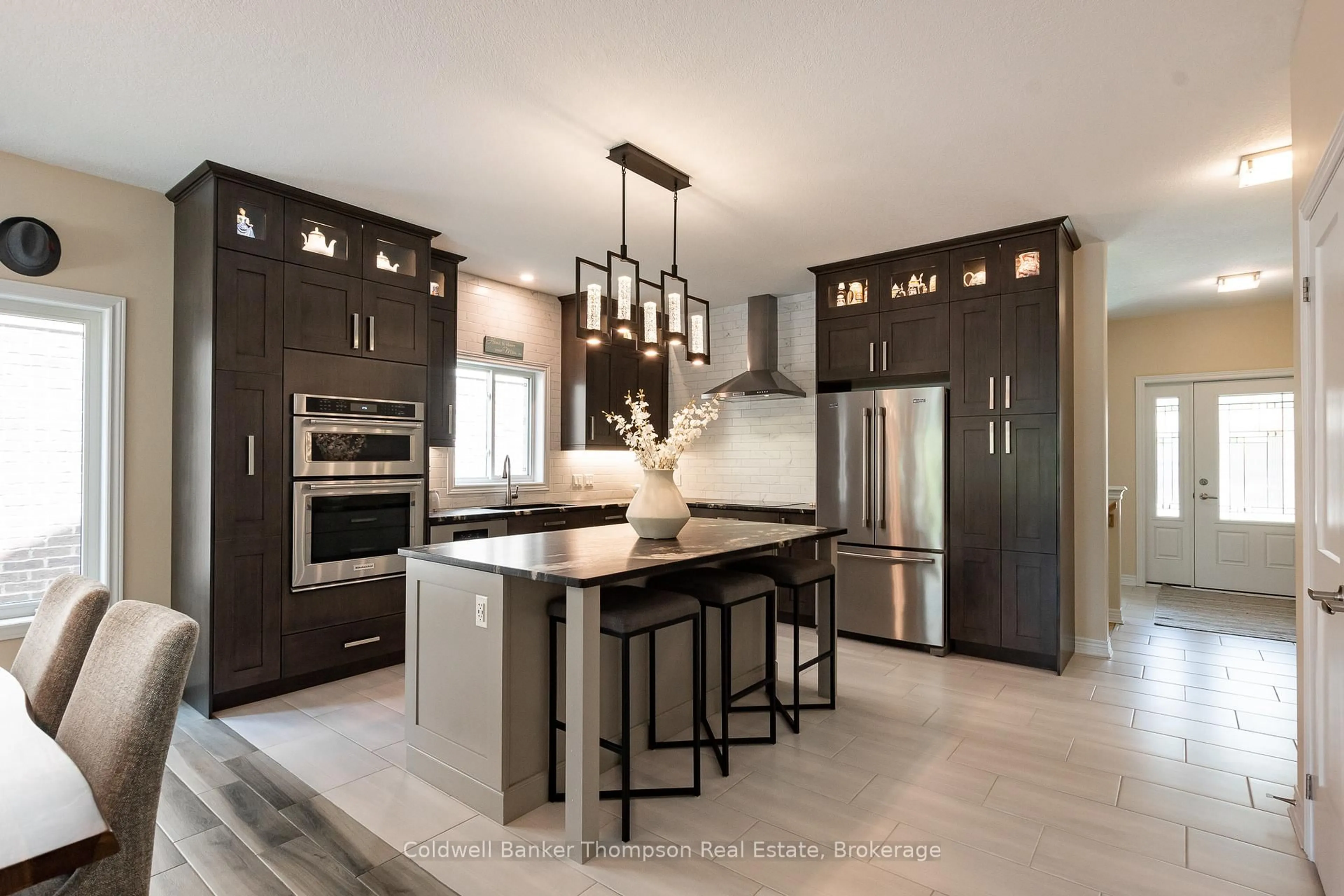 Contemporary kitchen, ceramic/tile floor for 63 Selkirk Dr, Huntsville Ontario P1H 0C6
