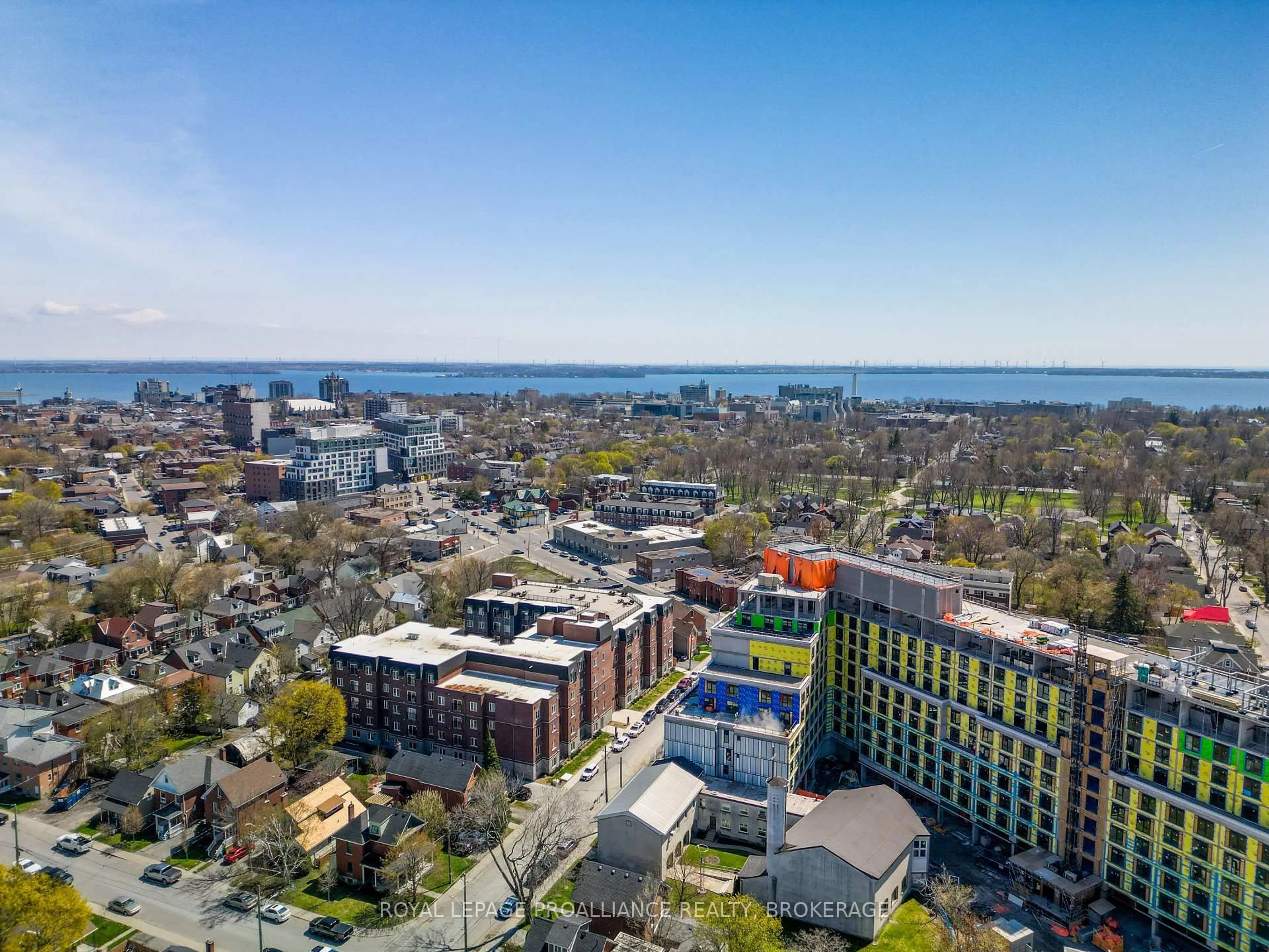 A pic from outside/outdoor area/front of a property/back of a property/a pic from drone, city buildings view from balcony for 501 Frontenac St #502, Kingston Ontario K7K 4L9