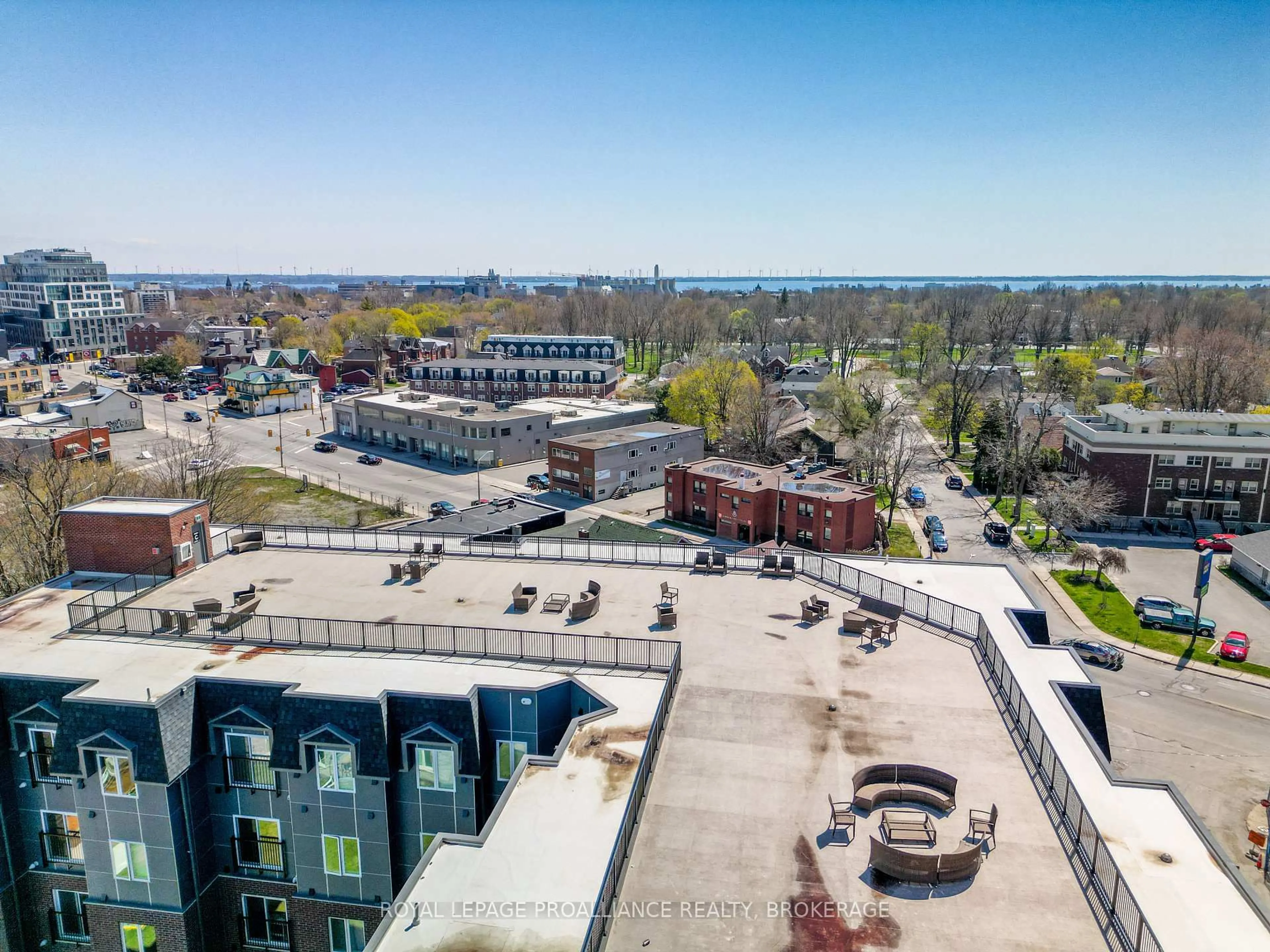 A pic from outside/outdoor area/front of a property/back of a property/a pic from drone, city buildings view from balcony for 501 Frontenac St #502, Kingston Ontario K7K 4L9