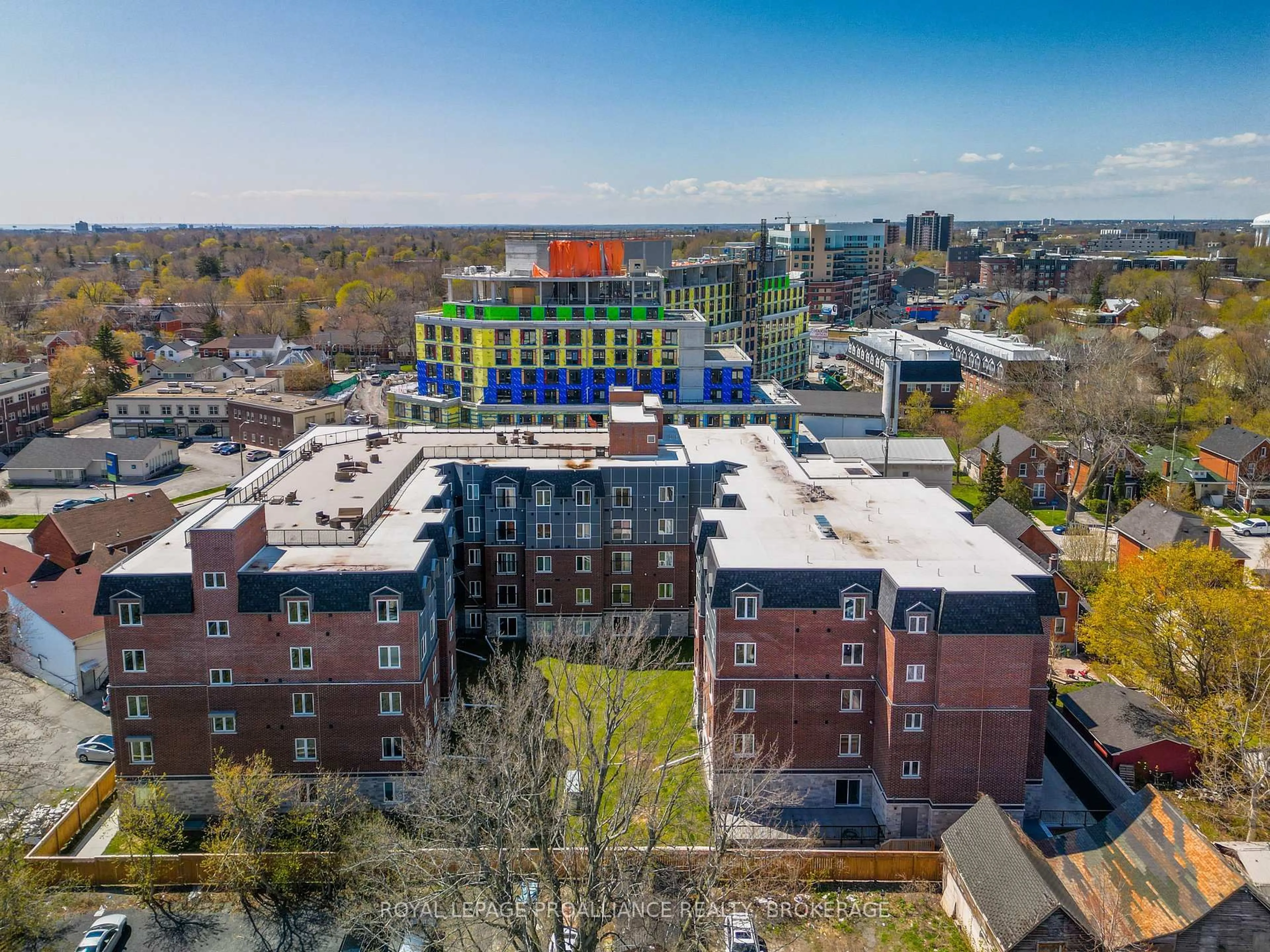 A pic from outside/outdoor area/front of a property/back of a property/a pic from drone, city buildings view from balcony for 501 Frontenac St #502, Kingston Ontario K7K 4L9