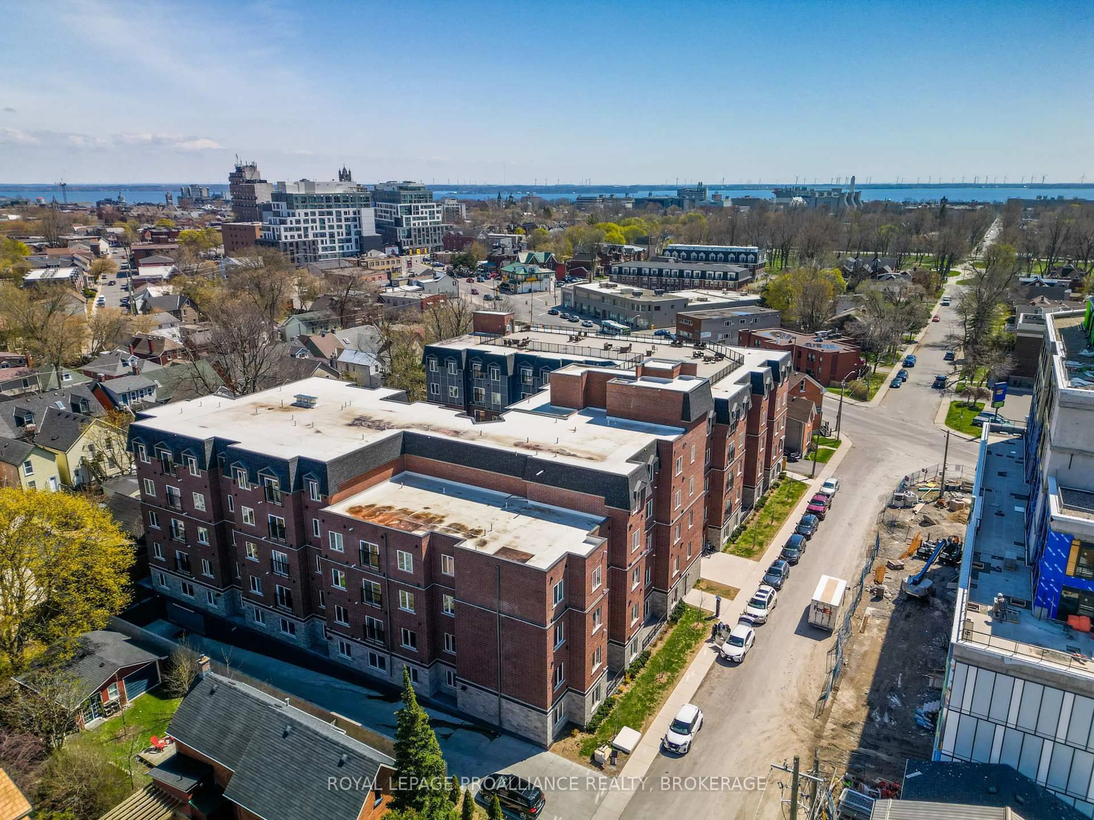 A pic from outside/outdoor area/front of a property/back of a property/a pic from drone, city buildings view from balcony for 501 Frontenac St #402, Kingston Ontario K7K 4L9