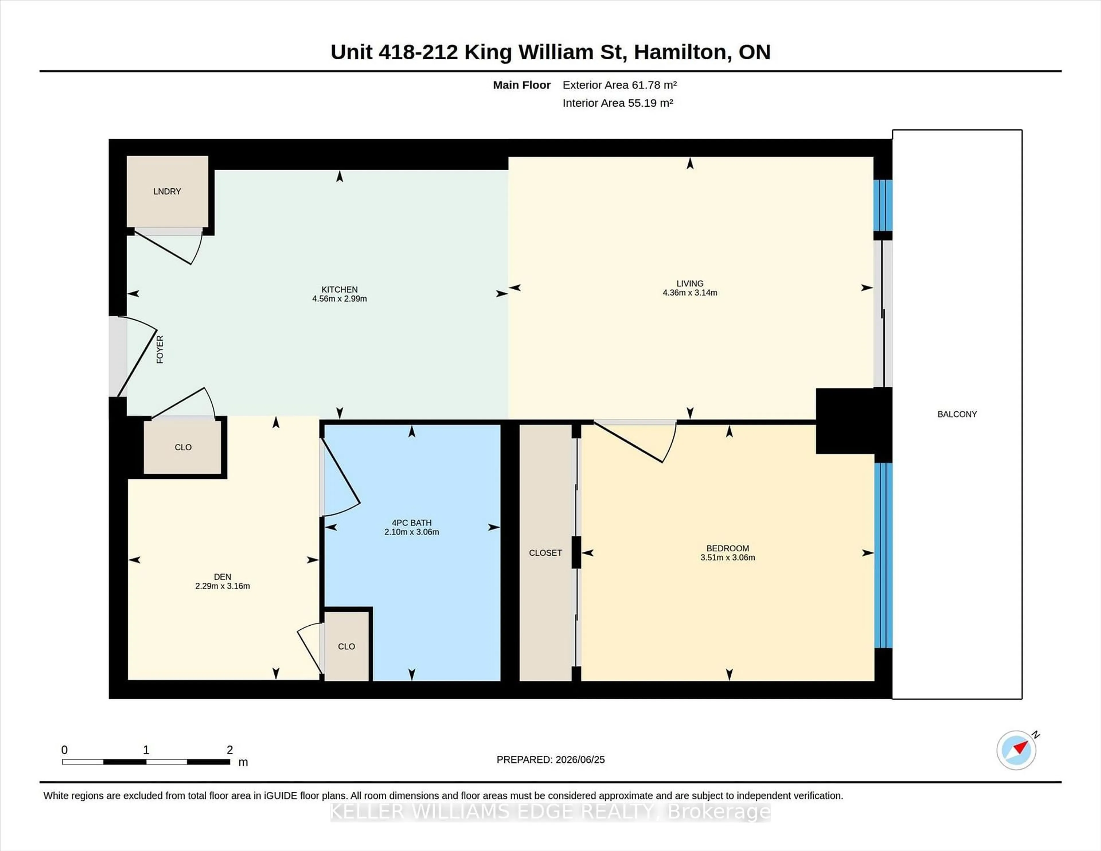 Floor plan for 212 King St #418, Hamilton Ontario L8N 1B5
