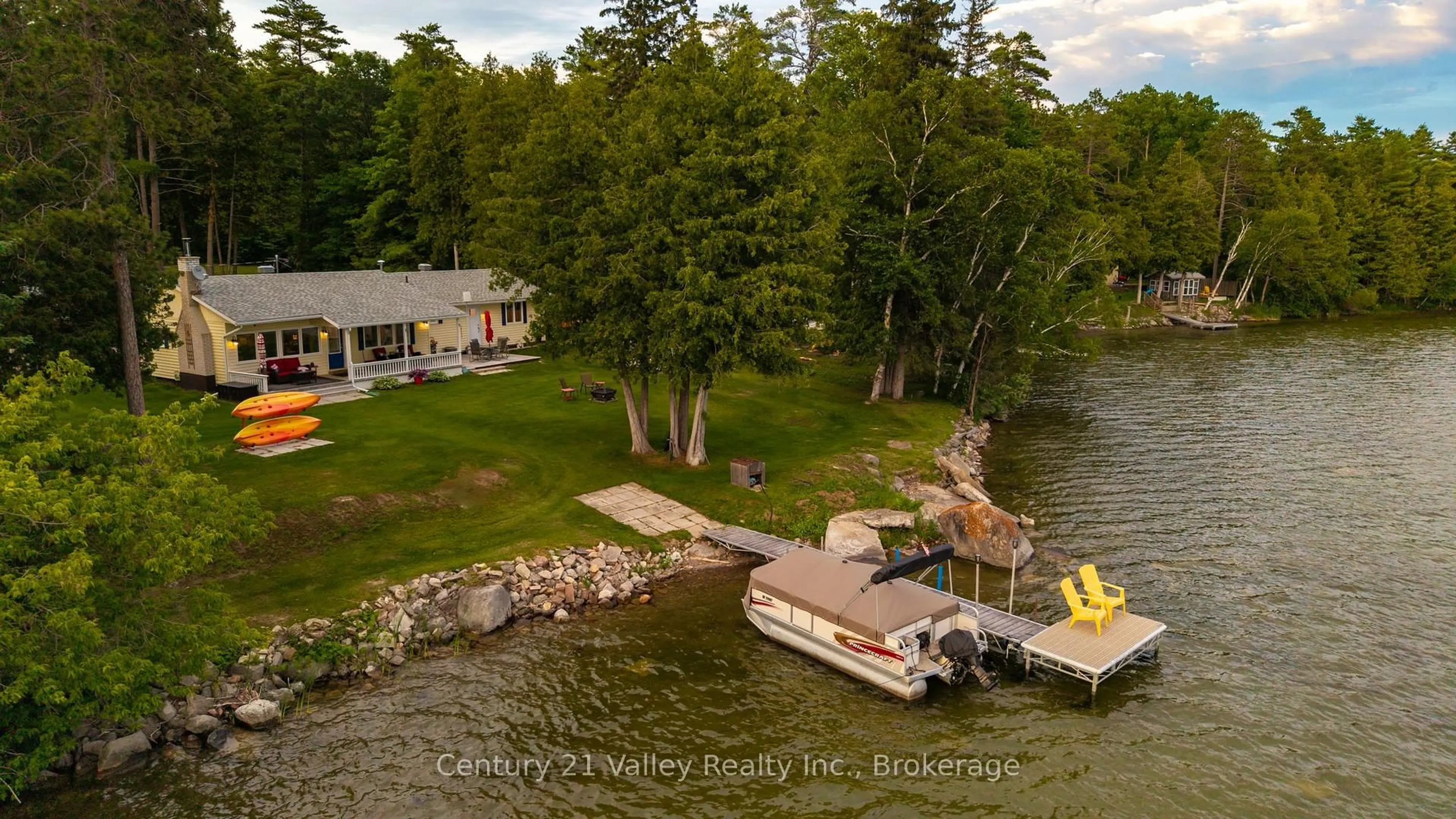 A pic from outside/outdoor area/front of a property/back of a property/a pic from drone, water/lake/river/ocean view for 229 Holiday Lane, Eganville Ontario K0J 1T0