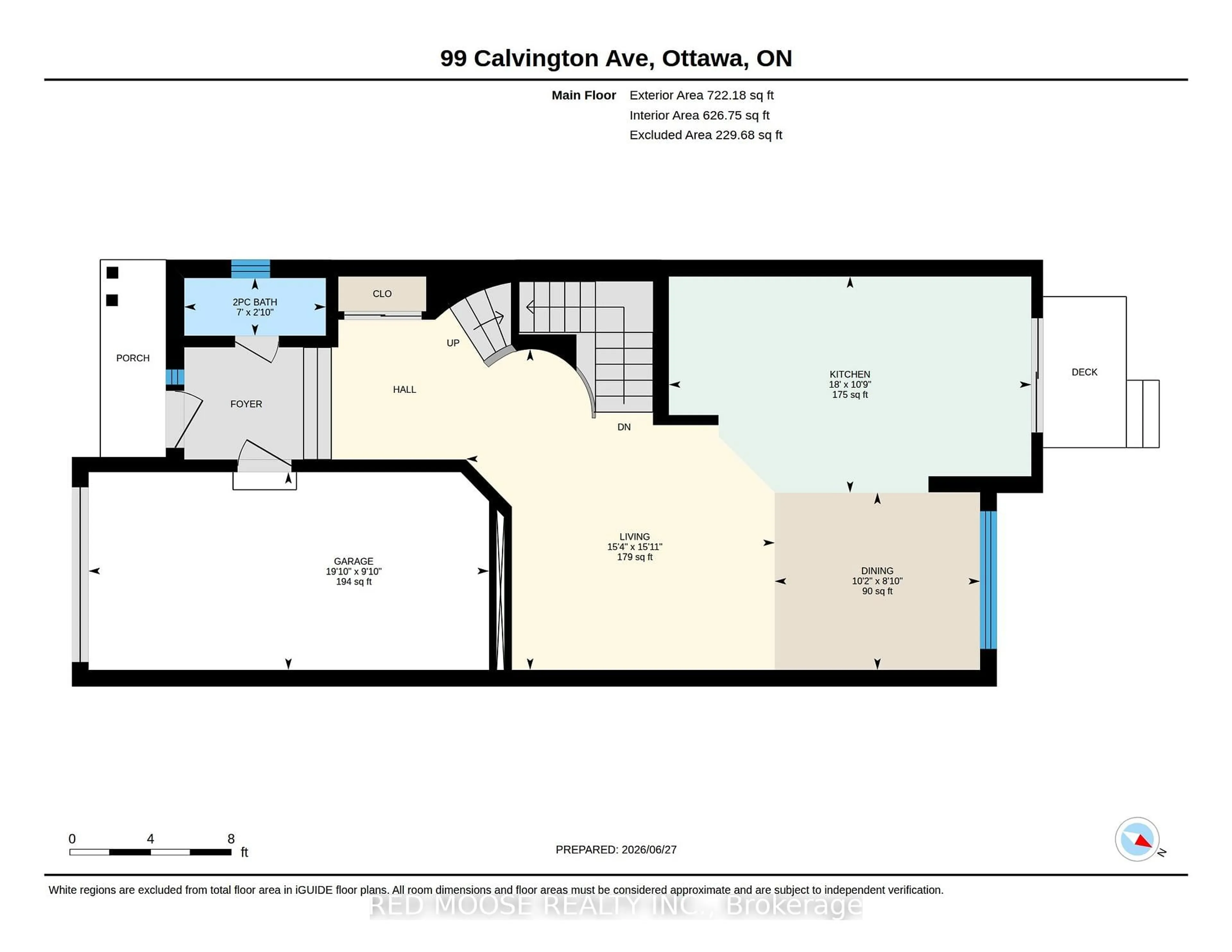 Floor plan for 99 Calvington Ave, Ottawa Ontario K2T 0H7