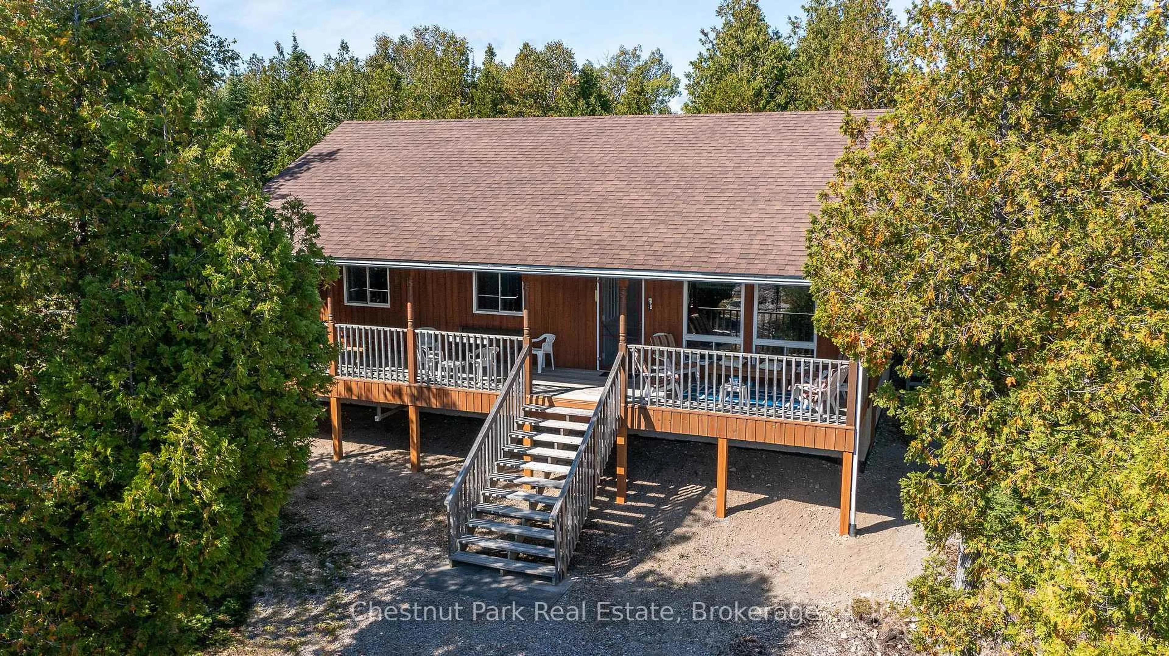A pic from outside/outdoor area/front of a property/back of a property/a pic from drone, water/lake/river/ocean view for 11 Eagle Rd, Northern Bruce Peninsula Ontario N0H 2R0