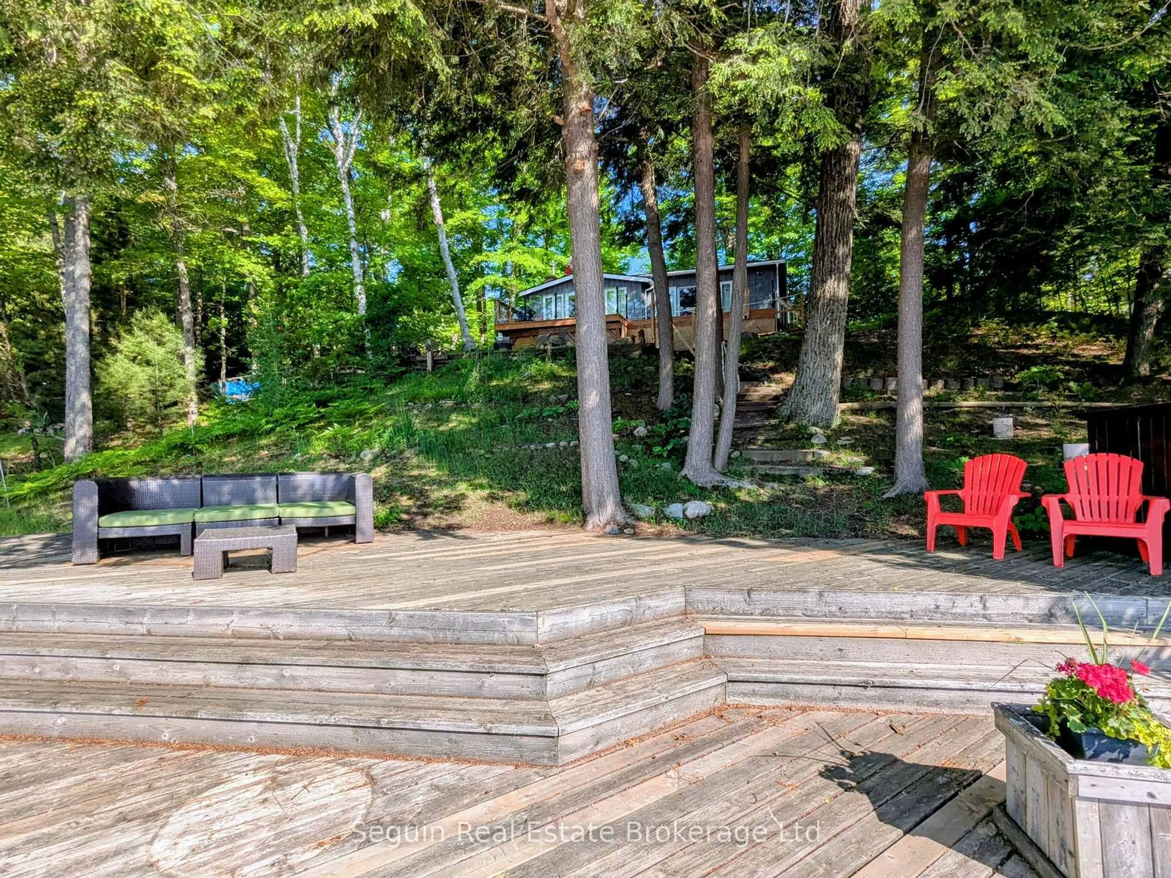 Patio, forest/trees view for 47 Deerfield Rd, McKellar Ontario P2A 2W7