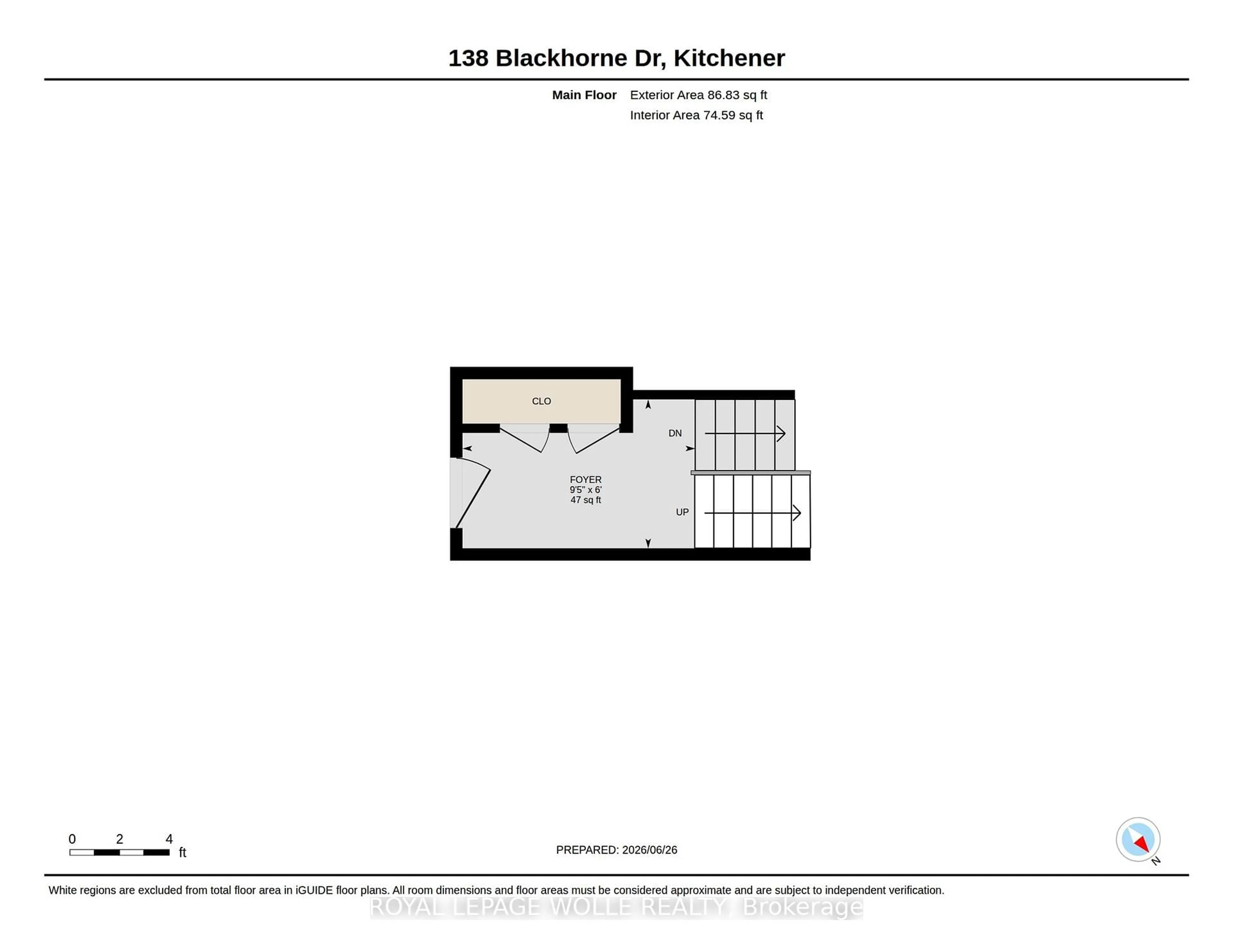Floor plan for 138 Blackhorne Dr #4, Kitchener Ontario N2E 1Z3