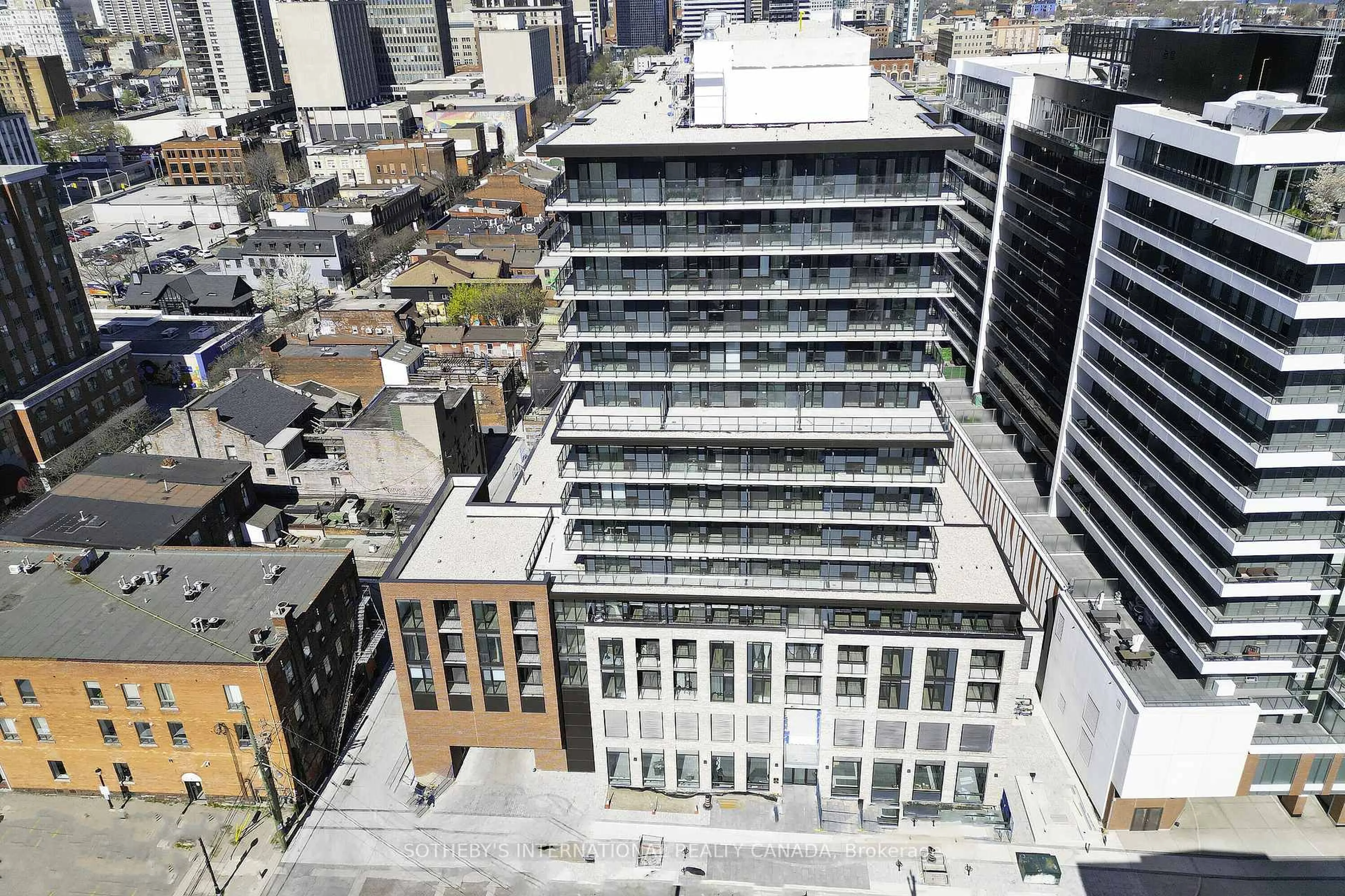 A pic from outside/outdoor area/front of a property/back of a property/a pic from drone, city buildings view from balcony for 1 Jarvis St #805, Hamilton Ontario L8R 3J2