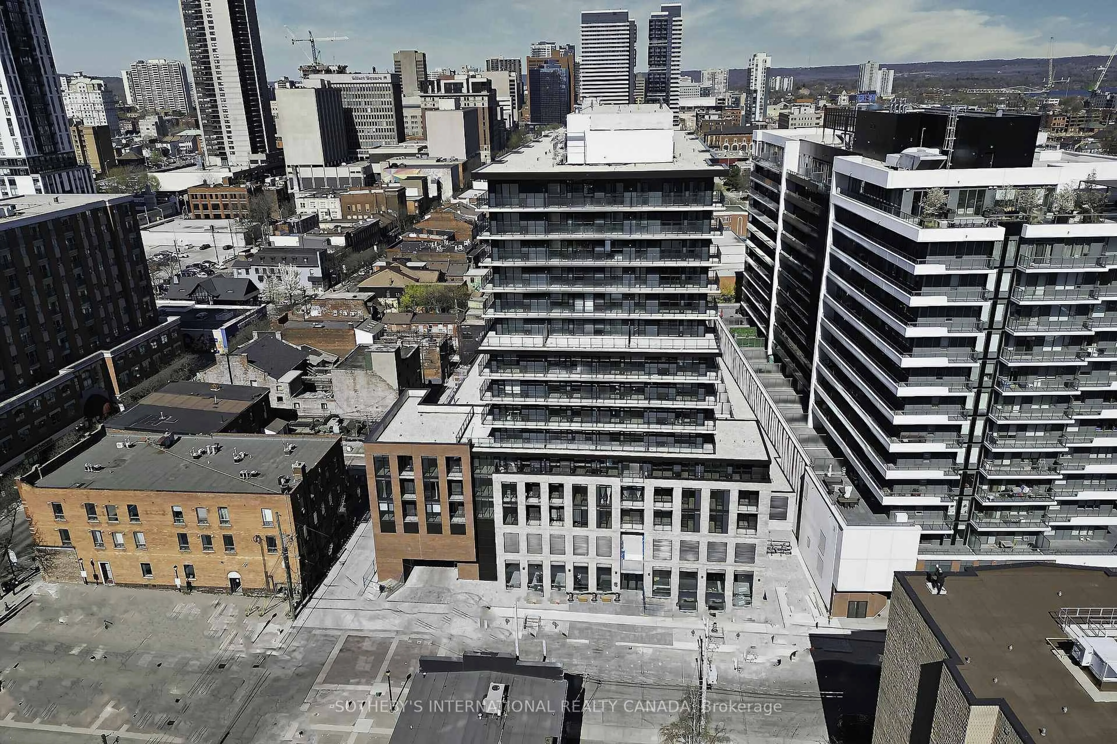 A pic from outside/outdoor area/front of a property/back of a property/a pic from drone, city buildings view from balcony for 1 Jarvis St #805, Hamilton Ontario L8R 3J2