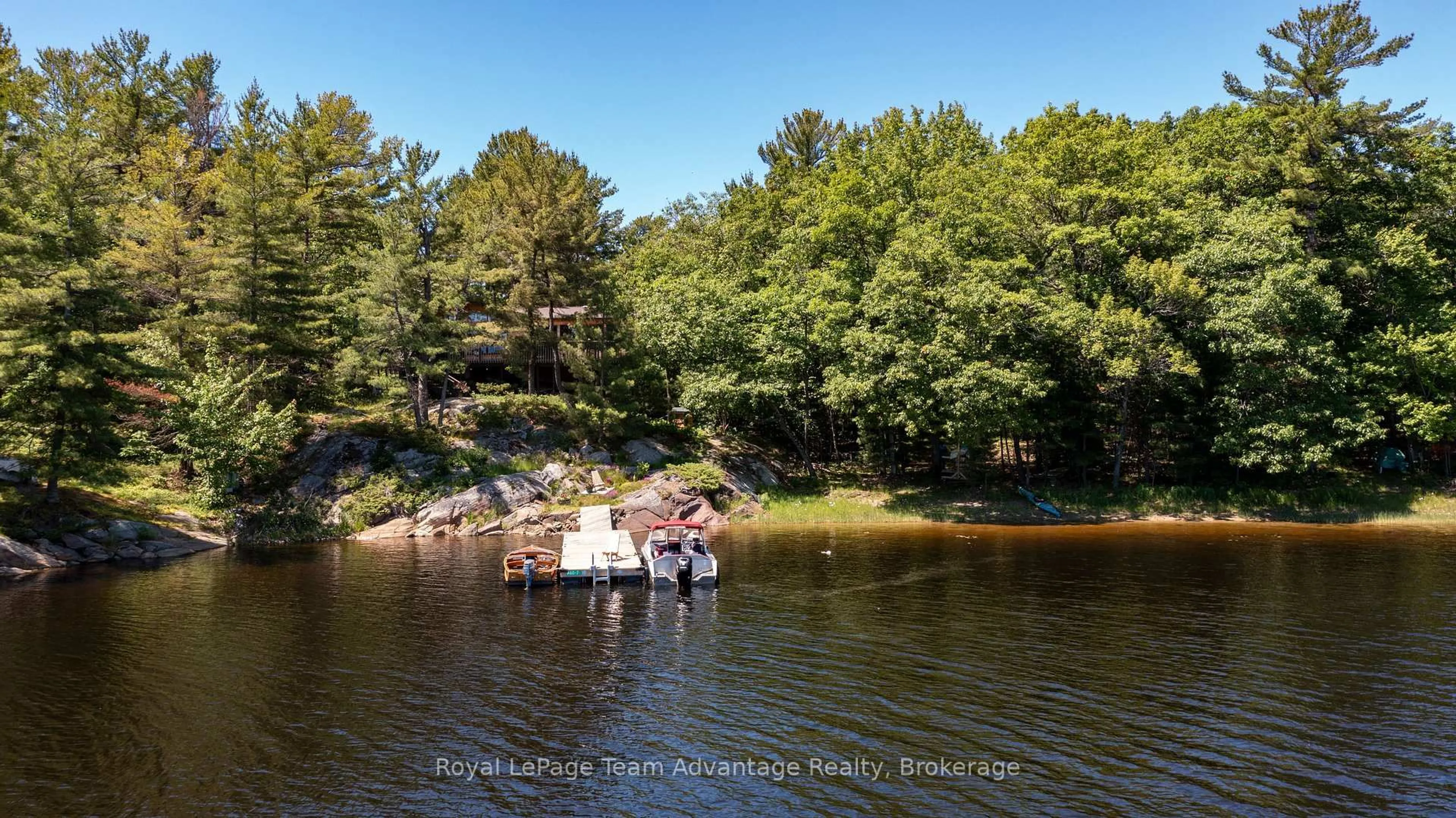 A pic from outside/outdoor area/front of a property/back of a property/a pic from drone, water/lake/river/ocean view for 7 A60 Island, The Archipelago Ontario P0G 1K0