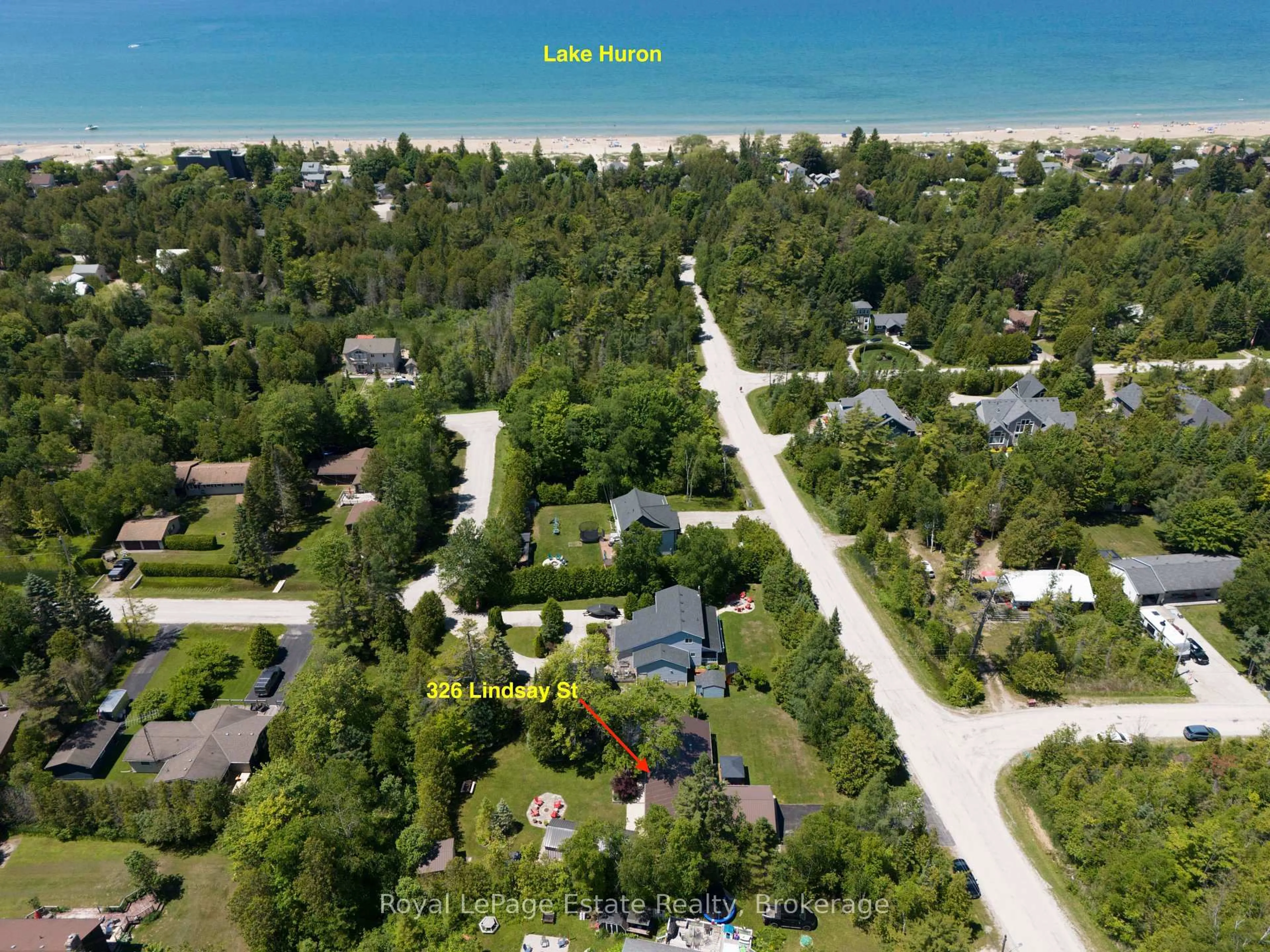 A pic from outside/outdoor area/front of a property/back of a property/a pic from drone, water/lake/river/ocean view for 326 Lindsay St, South Bruce Peninsula Ontario N0H 2G0
