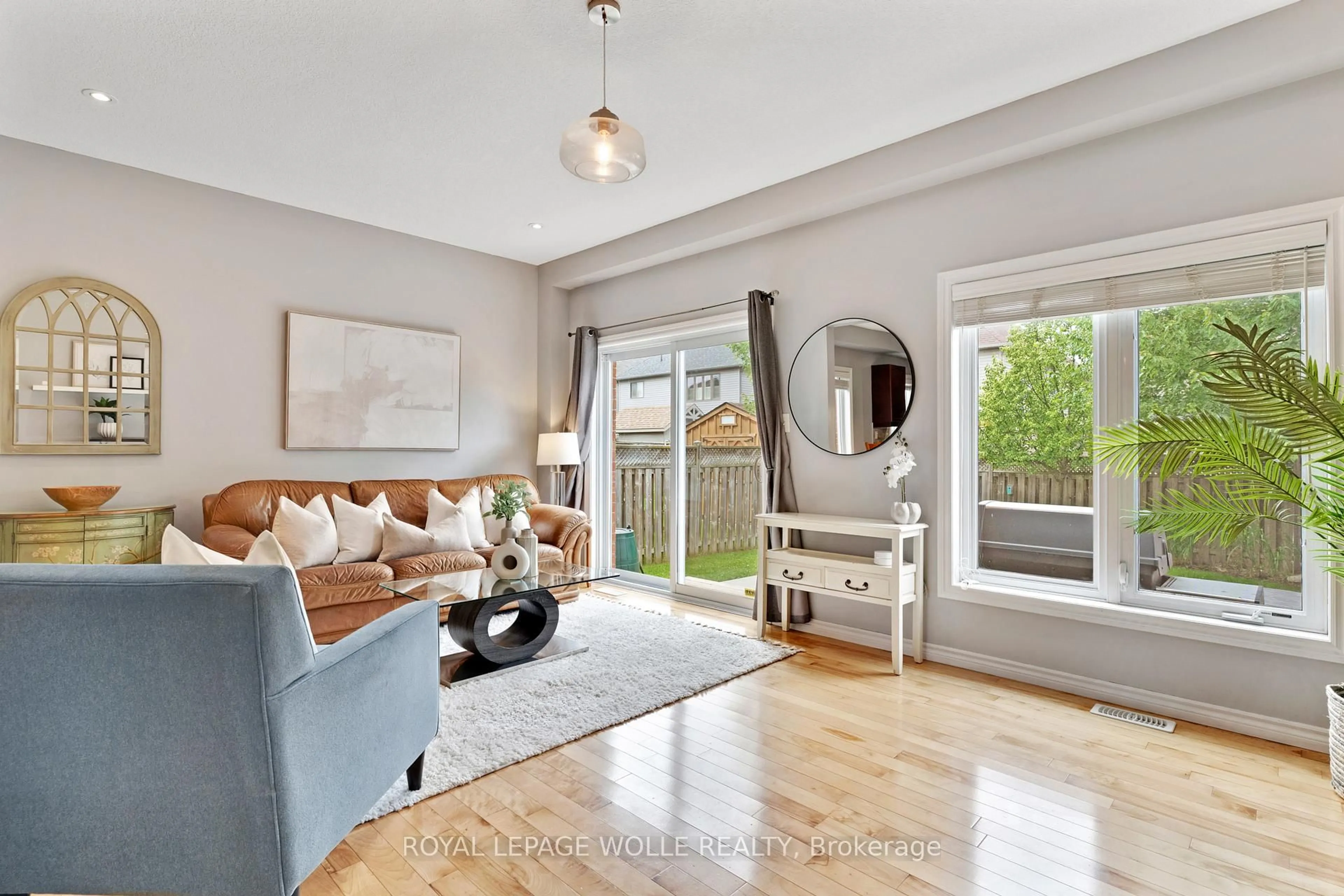 Living room with furniture, wood/laminate floor for 1232 Old Zeller Dr, Kitchener Ontario N2A 0A3