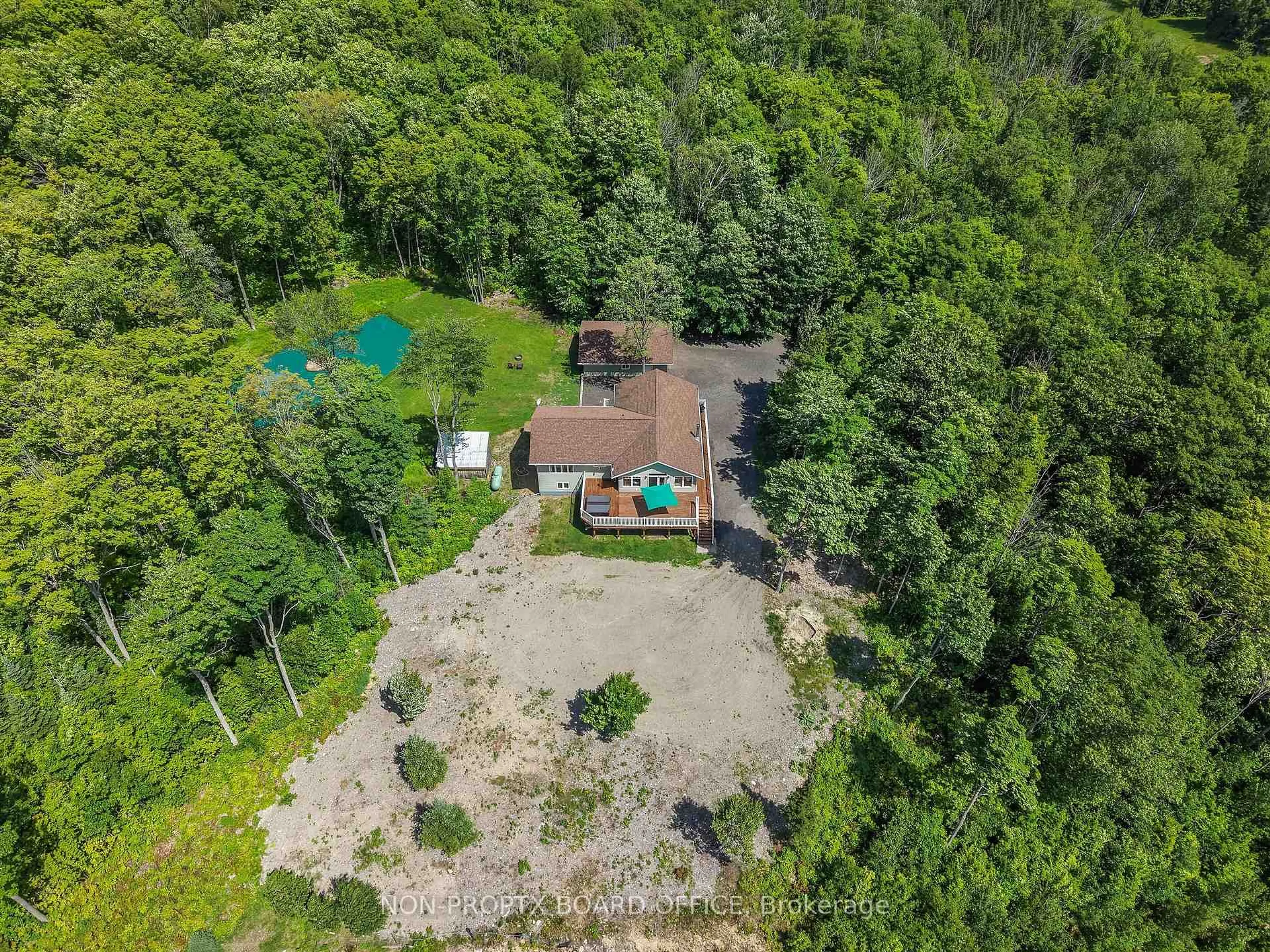 A pic from outside/outdoor area/front of a property/back of a property/a pic from drone, forest/trees view for 432 Government Rd, Sault Ste Marie Ontario P0S 1C0