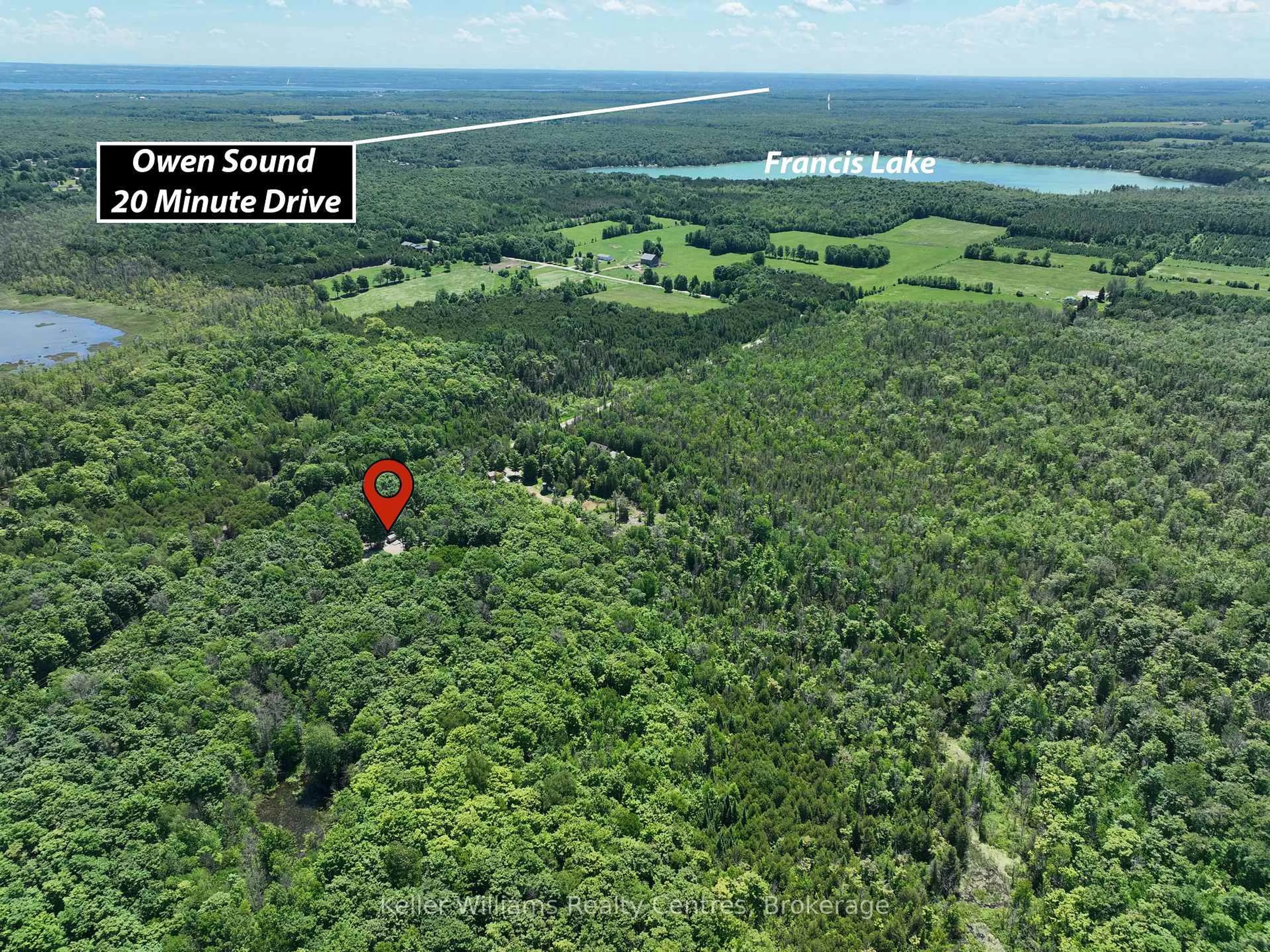 A pic from outside/outdoor area/front of a property/back of a property/a pic from drone, forest/trees view for 382488 17 CONCESSION Rd, Georgian Bluffs Ontario N0H 2T0