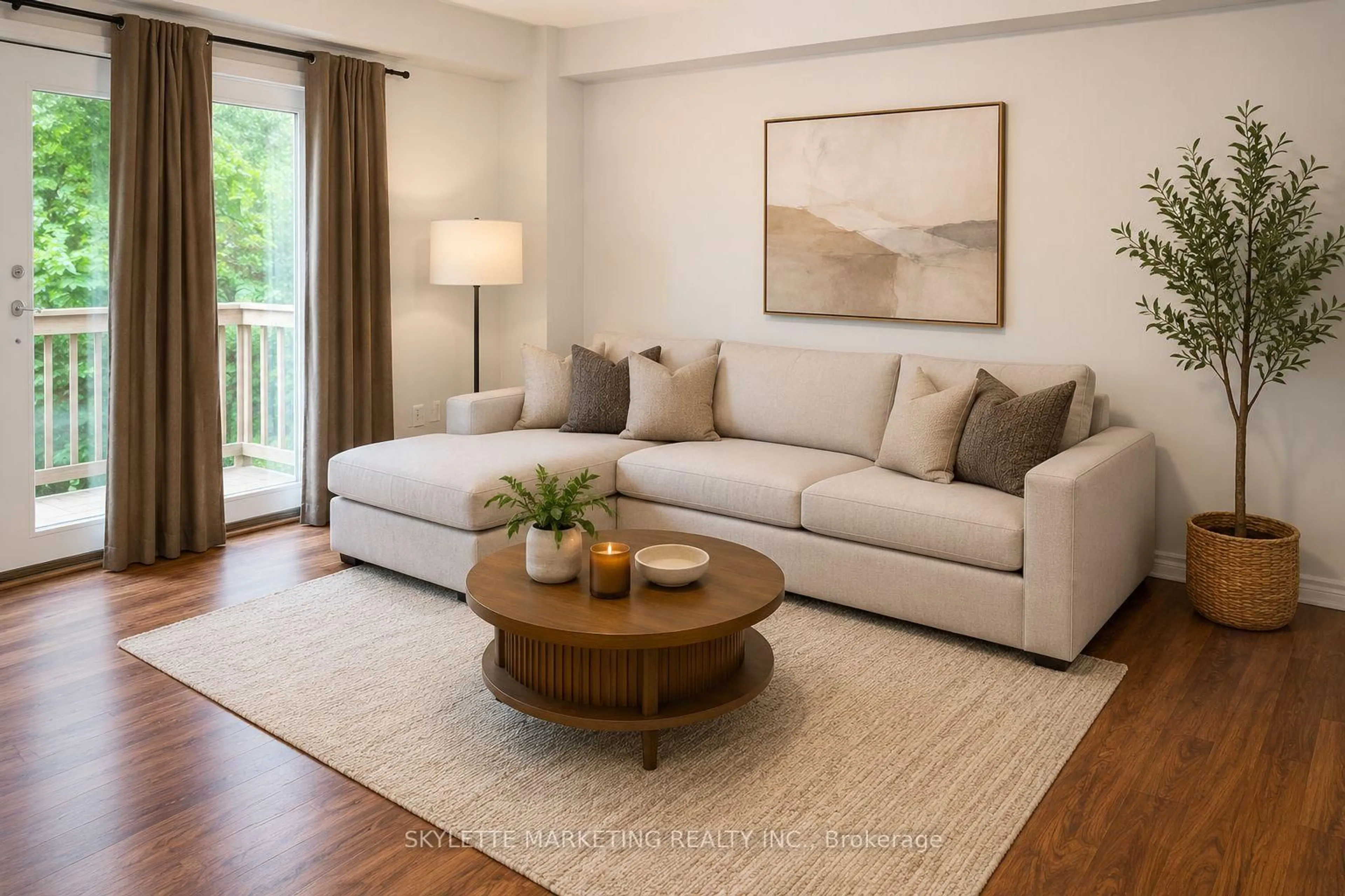 Living room with furniture, wood/laminate floor for 24 Lambeth Way, Guelph Ontario N1L 0H1