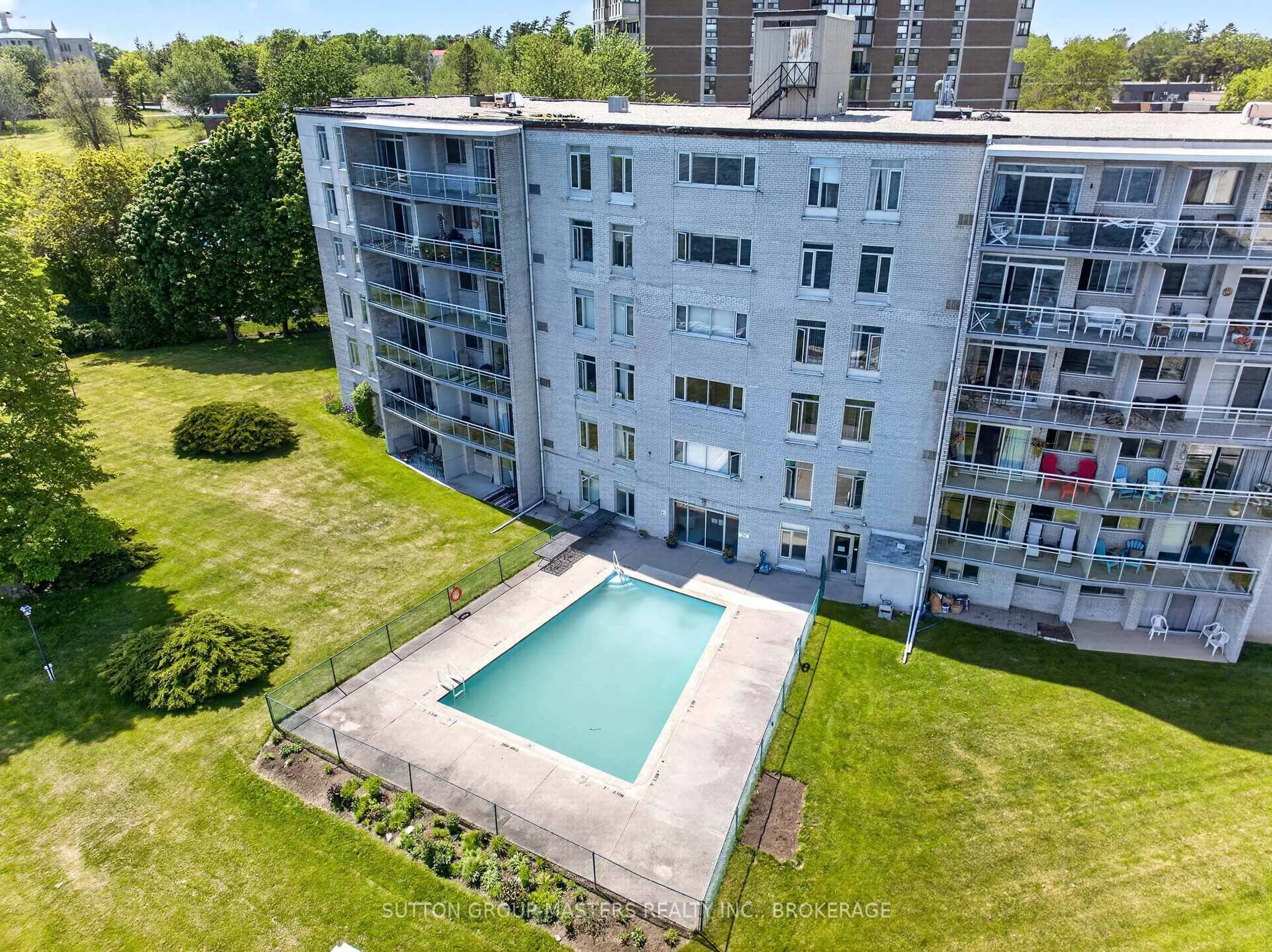 A pic from outside/outdoor area/front of a property/back of a property/a pic from drone, city buildings view from balcony for 1 Mowat Ave #401, Kingston Ontario K7M 1J8
