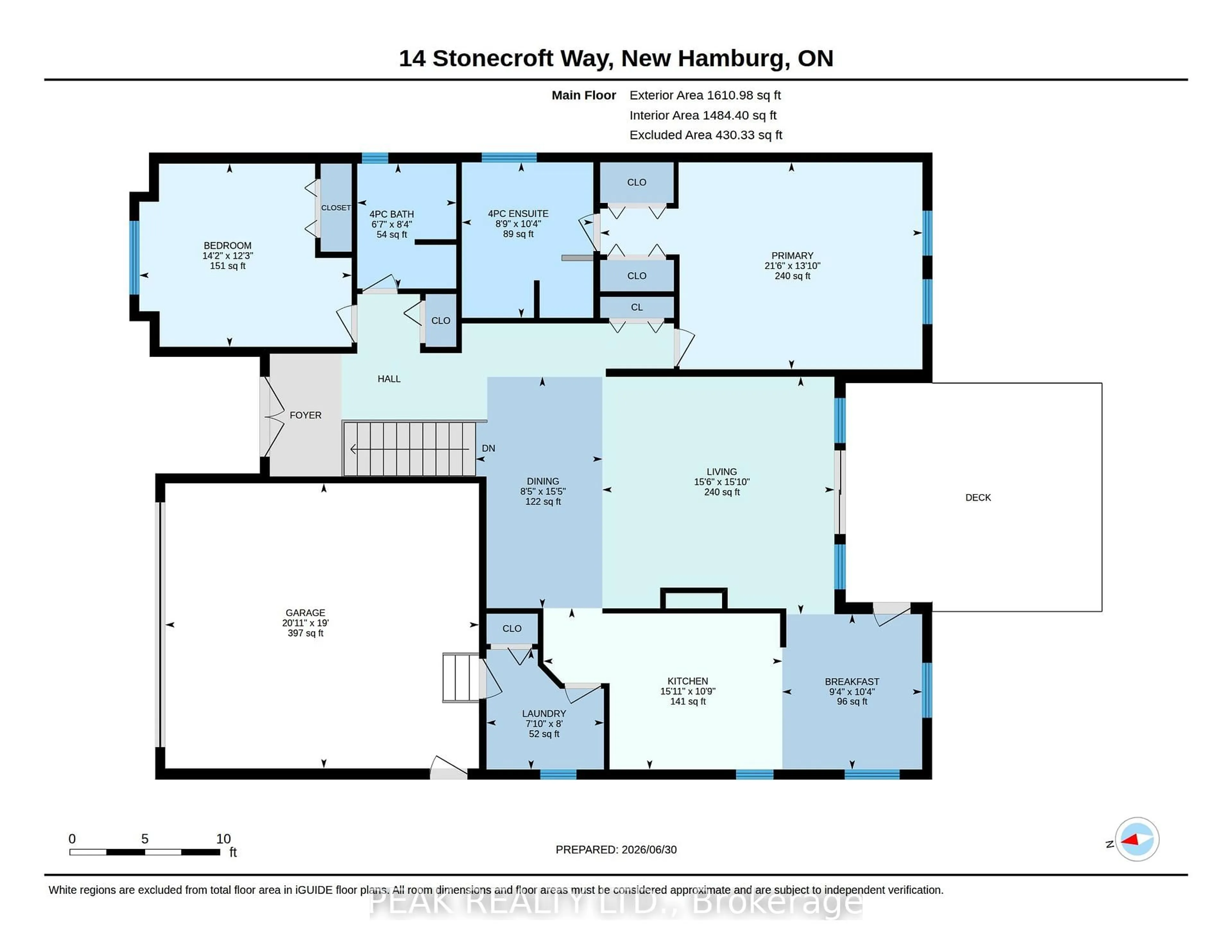 Floor plan for 14 Stonecroft Way, Wilmot Ontario N3A 4J4
