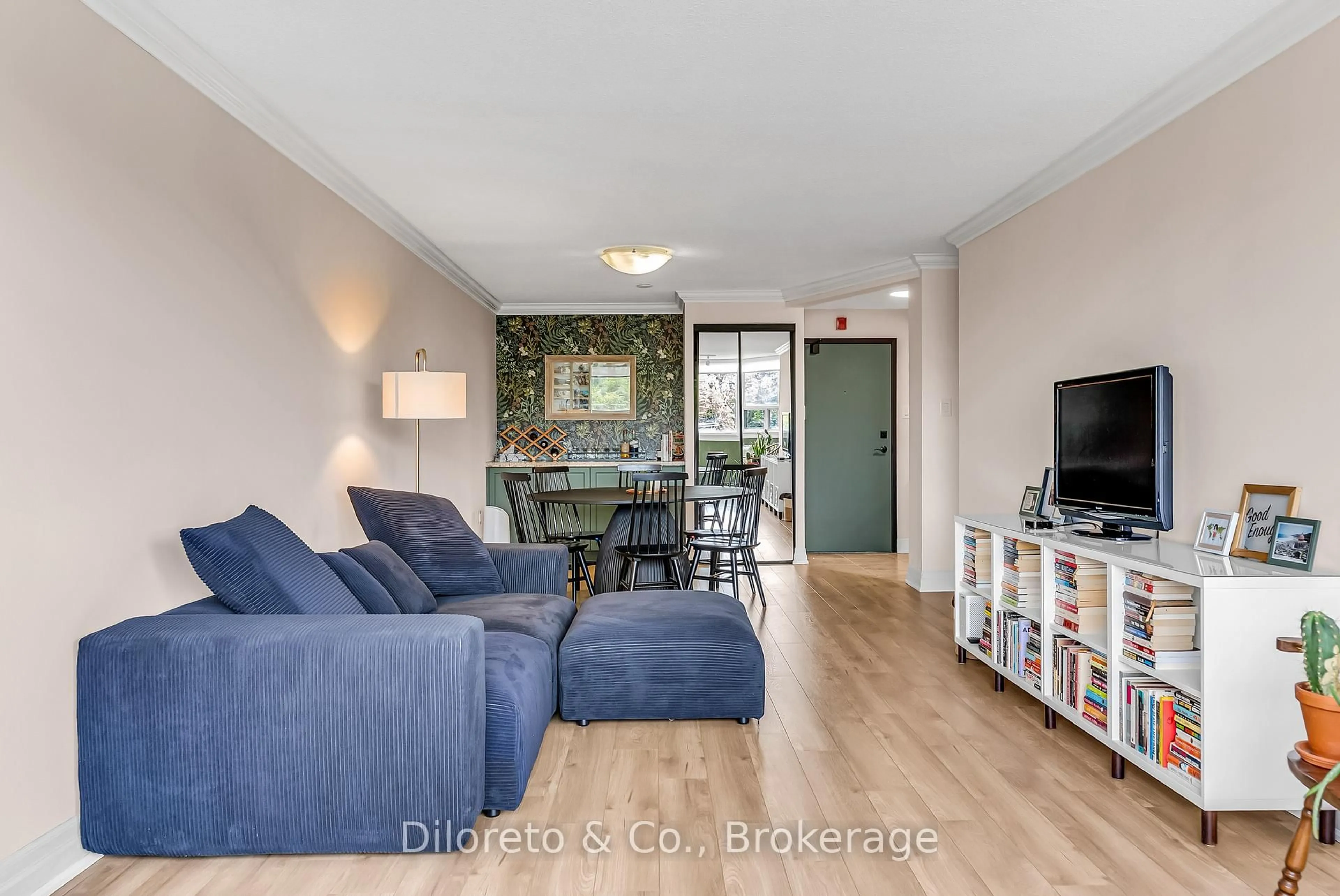 Living room with furniture, wood/laminate floor for 55 Yarmouth St #503, Guelph Ontario N1H 7R4