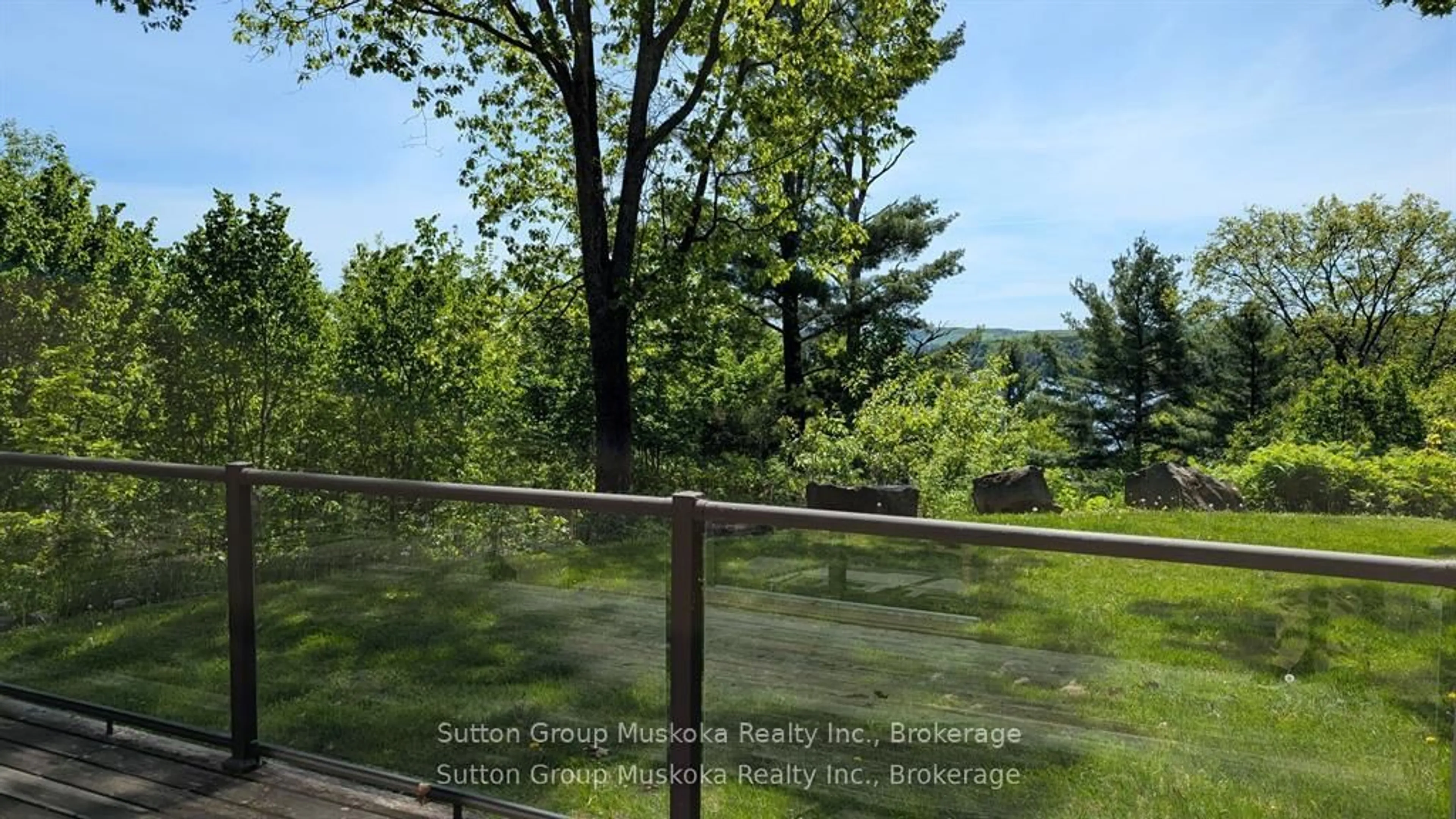 Patio, forest/trees view for 22-102 Oakridge - Deerhurst Resort Dr, Huntsville Ontario P1H 2E8