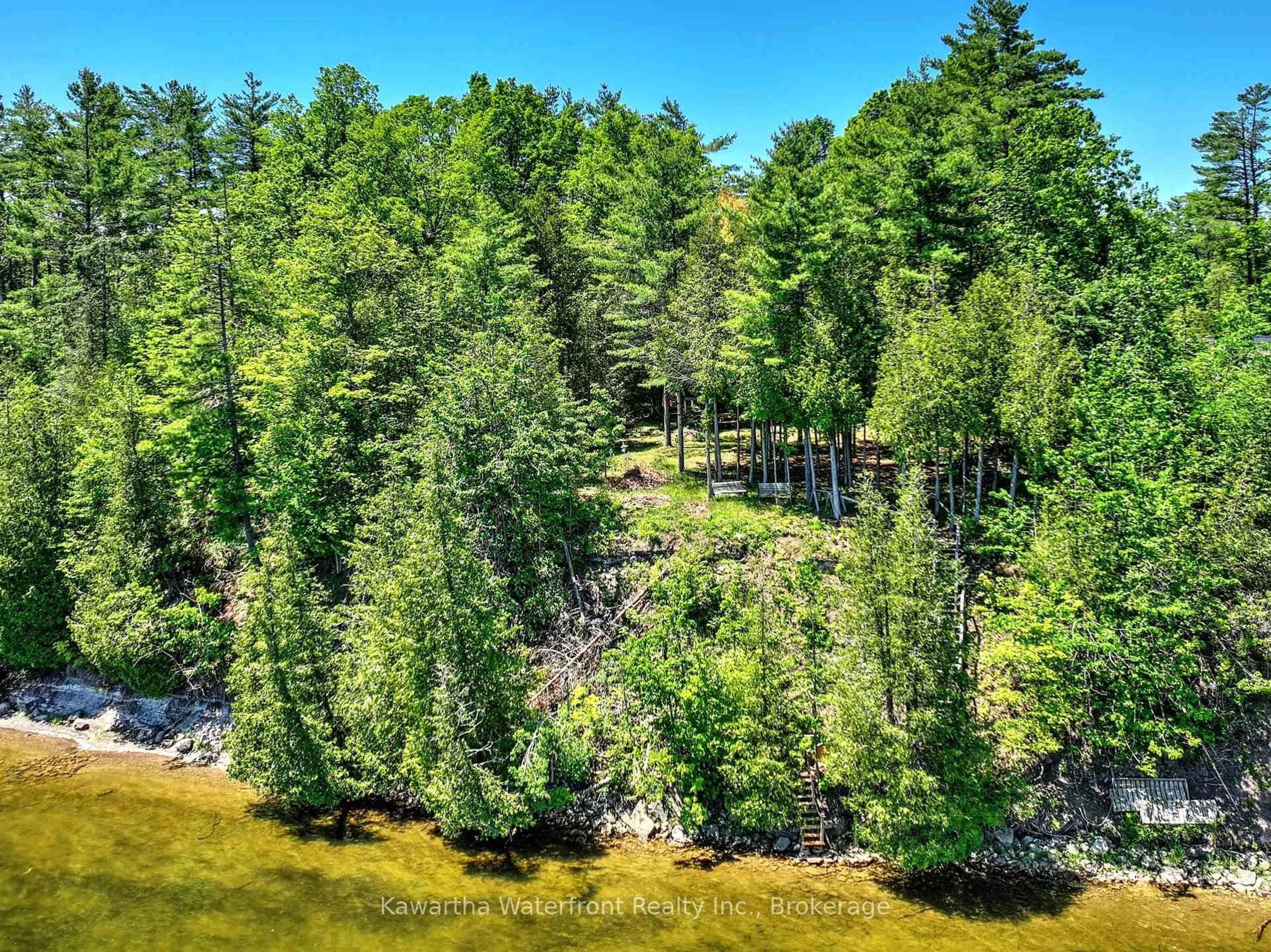 A pic from outside/outdoor area/front of a property/back of a property/a pic from drone, forest/trees view for 14 Baker Blvd, Kawartha Lakes Ontario K0M 2B0