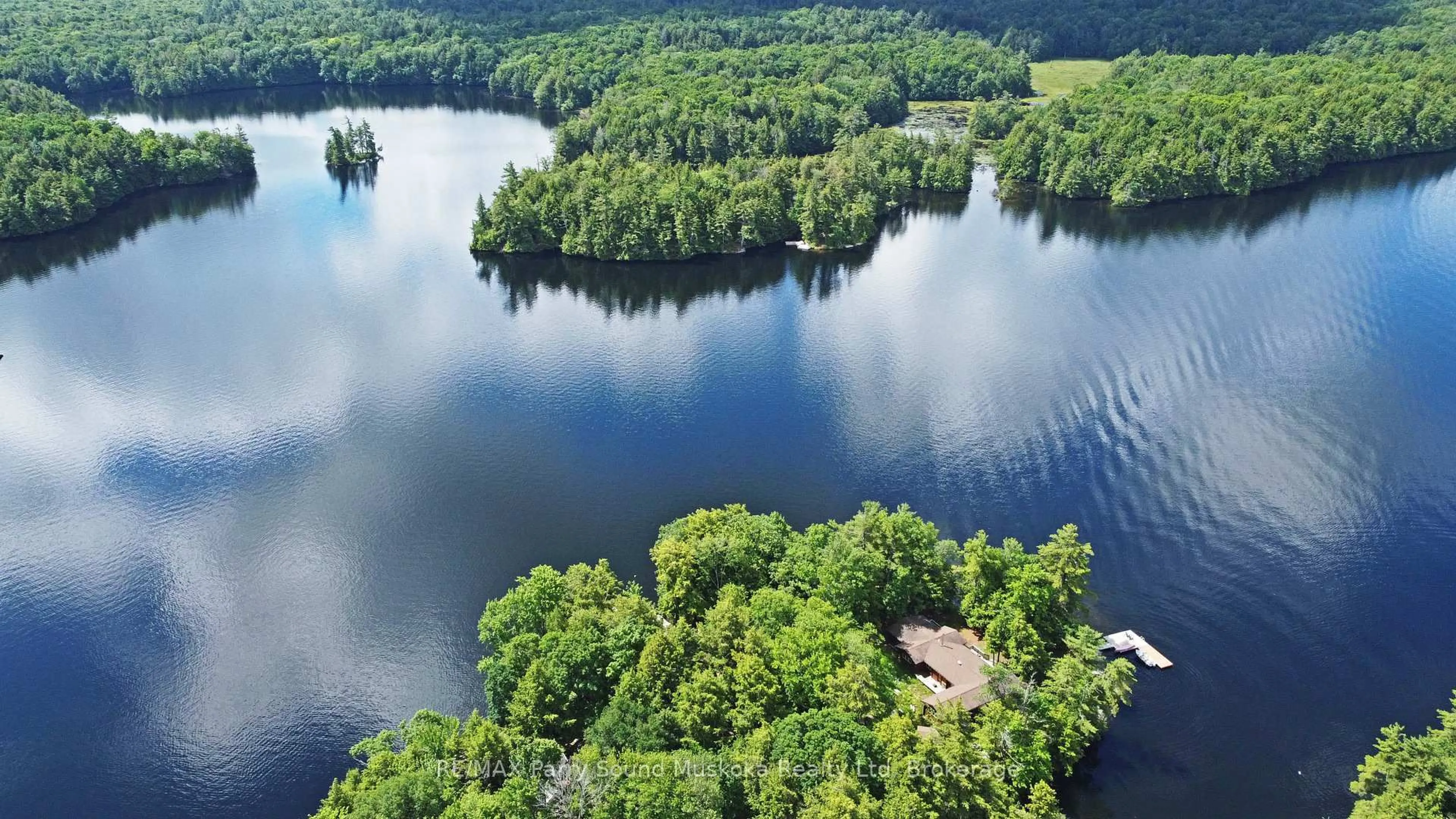 A pic from outside/outdoor area/front of a property/back of a property/a pic from drone, water/lake/river/ocean view for 215 Crane Lake Water, The Archipelago Ontario P2A 0B7