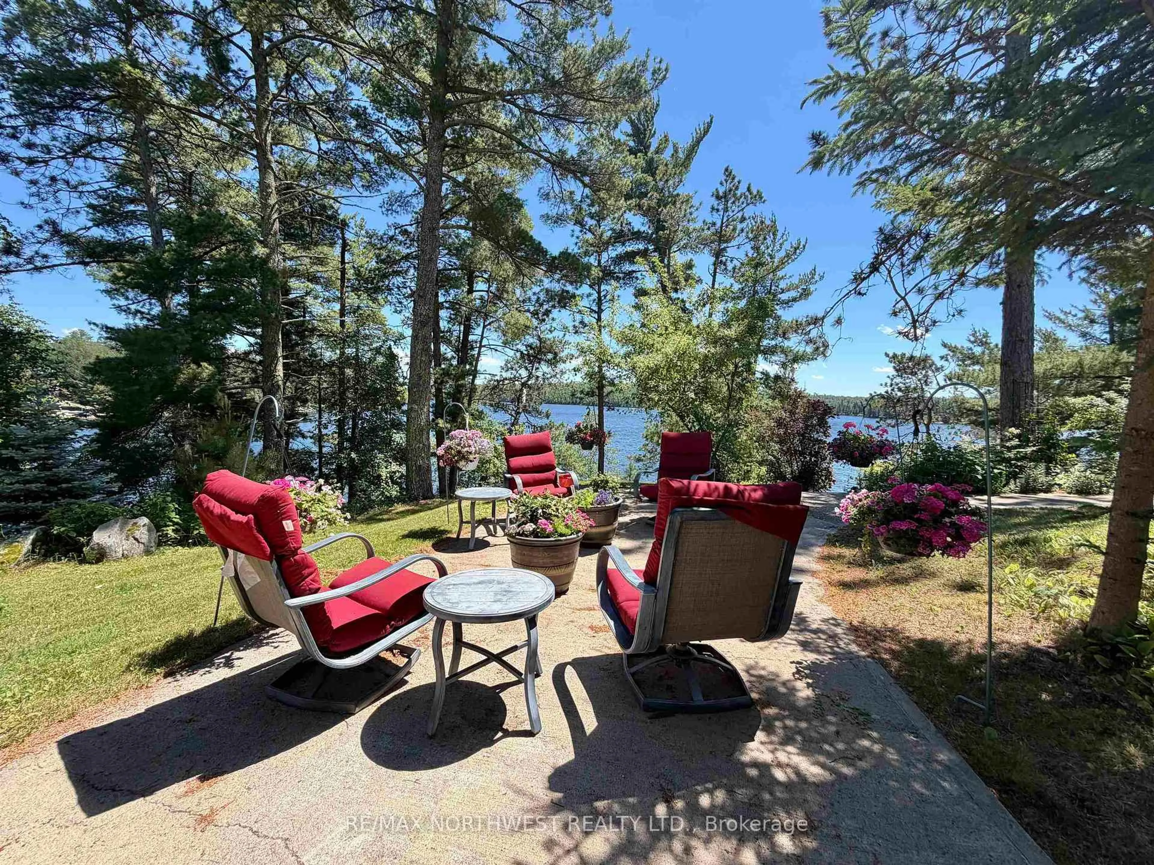 Patio, water/lake/river/ocean view for 543A Reef Point Rd, Rainy River Remote Area Ontario P9A 3M3