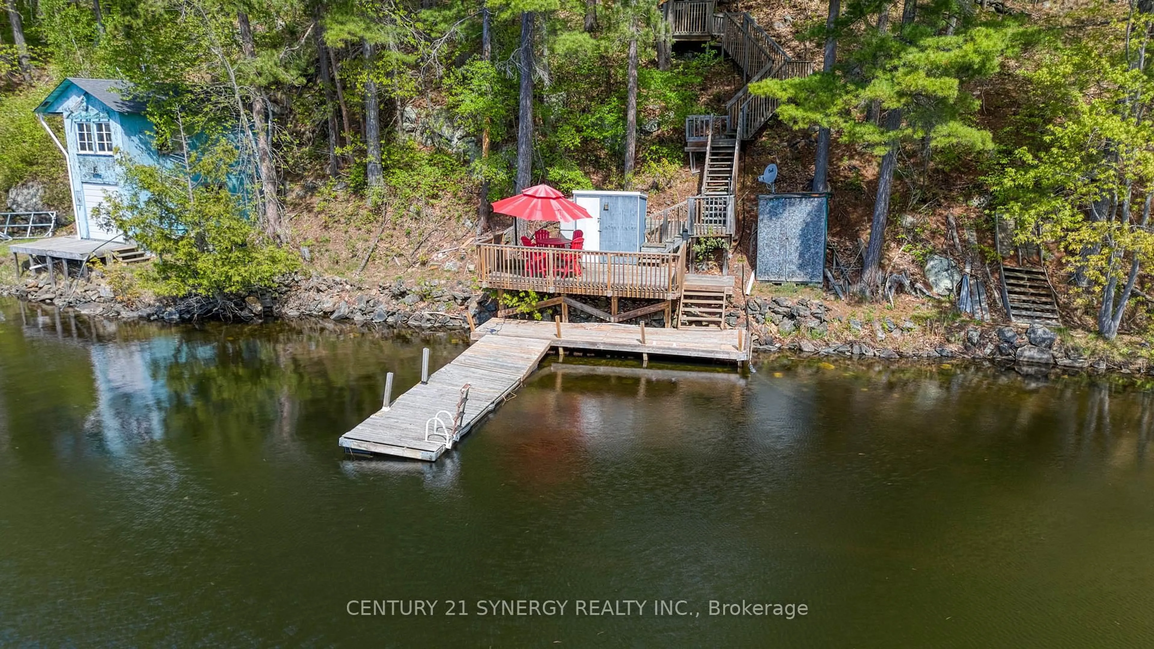 A pic from outside/outdoor area/front of a property/back of a property/a pic from drone, water/lake/river/ocean view for 664 Raby Rd, Maberly Ontario K0H 2B0