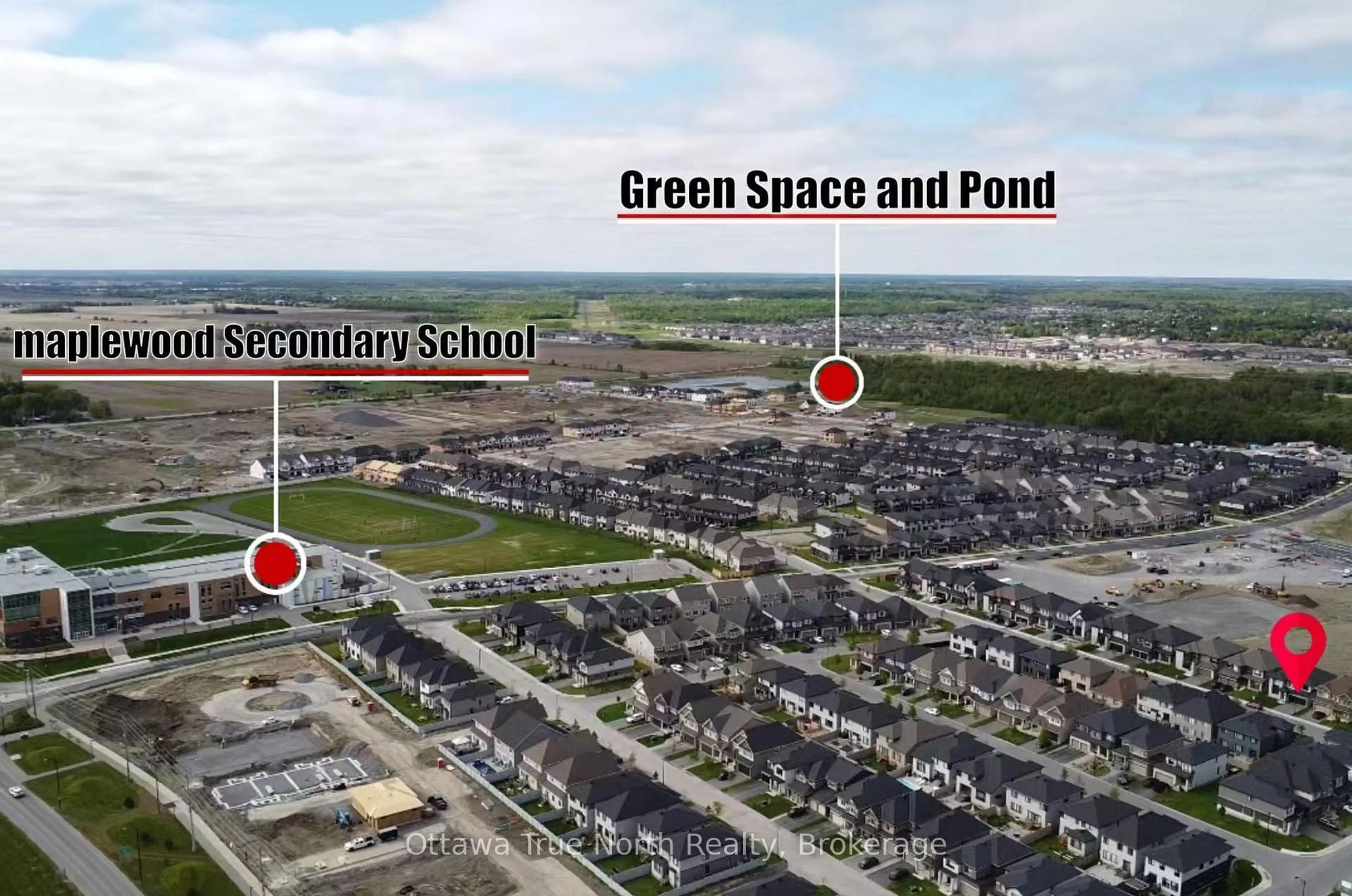 A pic from outside/outdoor area/front of a property/back of a property/a pic from drone, street for 152 Finsbury Ave, Stittsville Ontario K2S 2P5