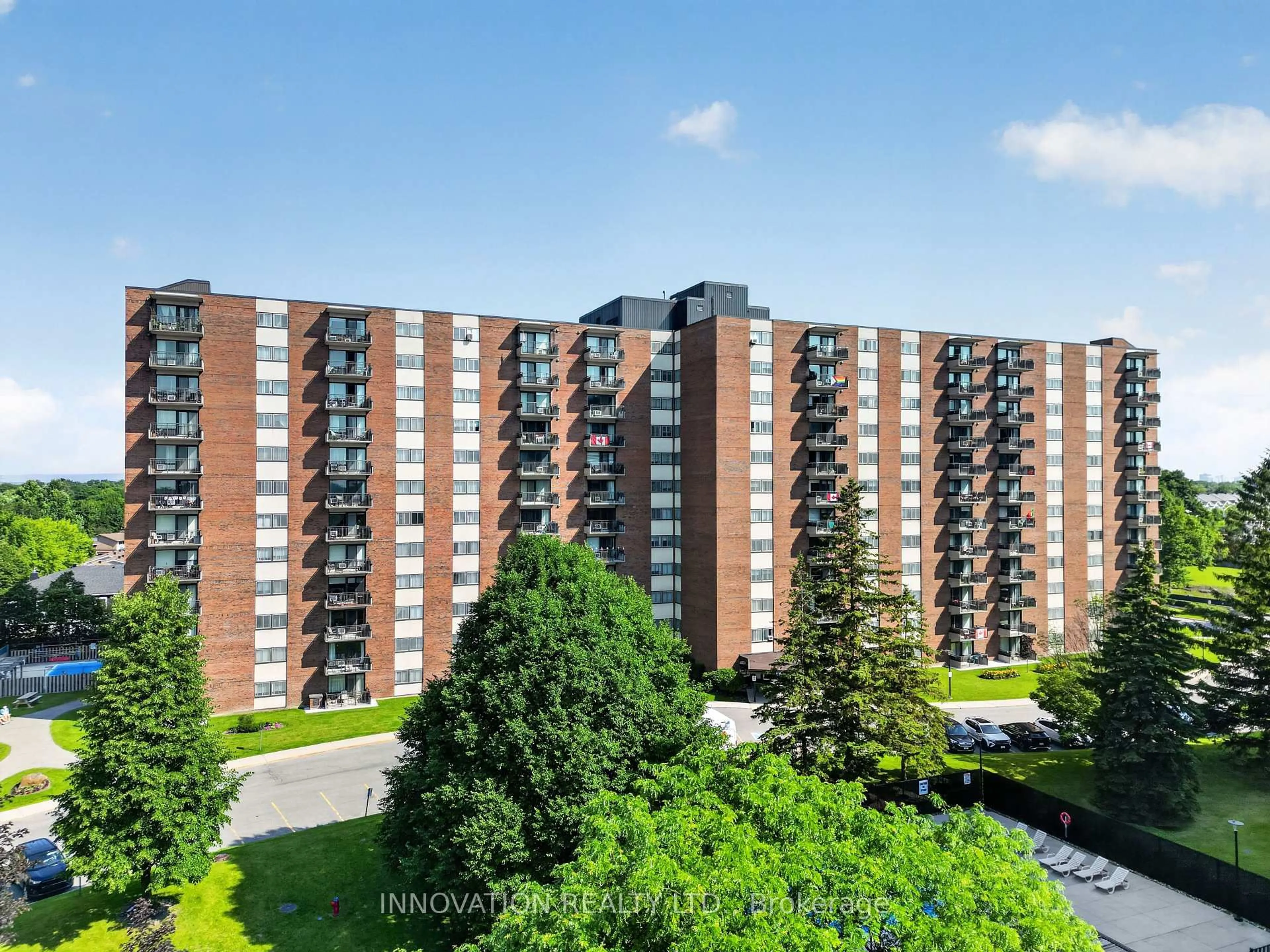 A pic from outside/outdoor area/front of a property/back of a property/a pic from drone, city buildings view from balcony for 1485 Baseline Rd #705, Ottawa Ontario K2C 3L8