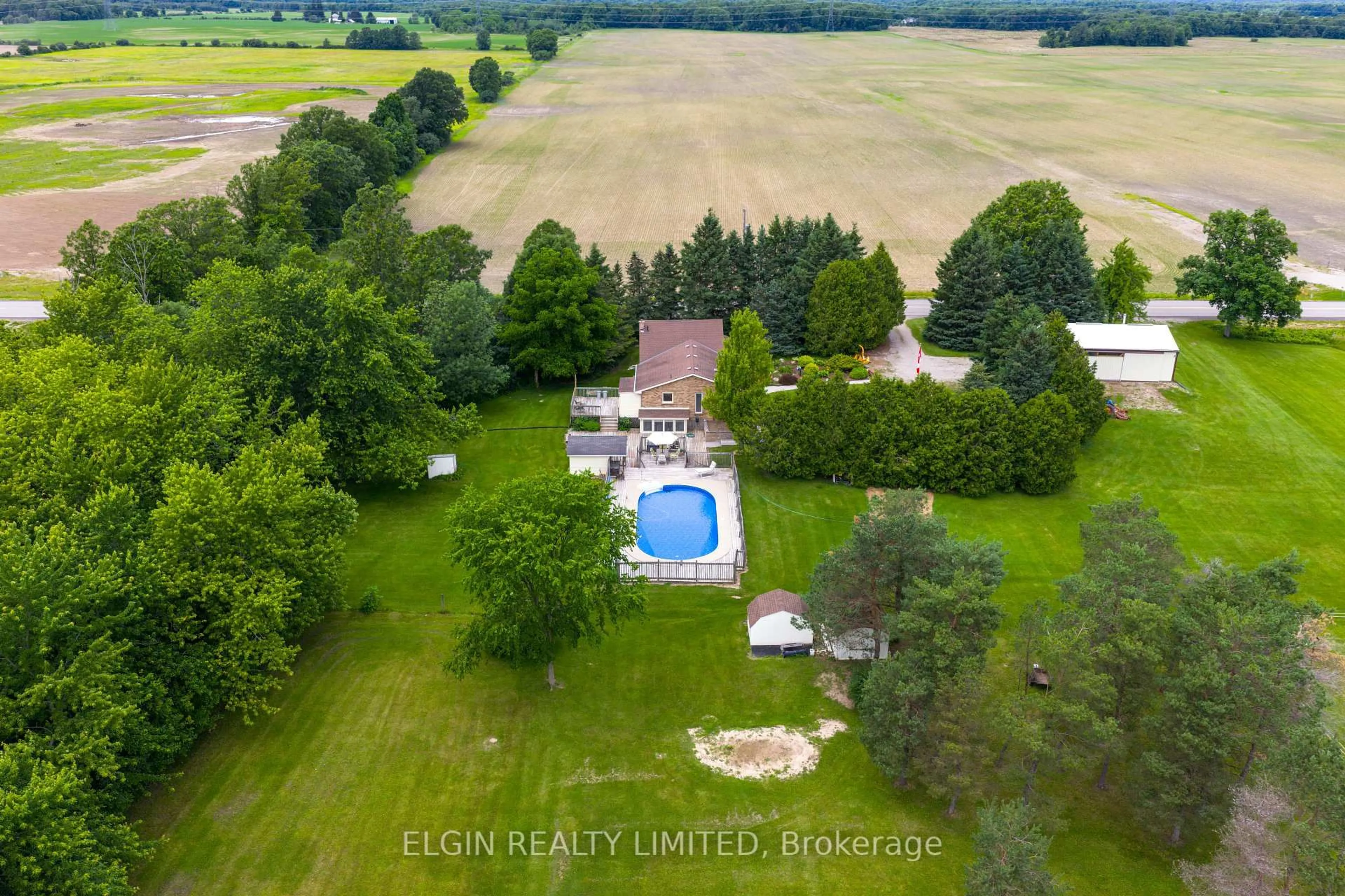 A pic from outside/outdoor area/front of a property/back of a property/a pic from drone, water/lake/river/ocean view for 34959 THIRD Lin Third Line, Southwold Ontario N0L 2G0